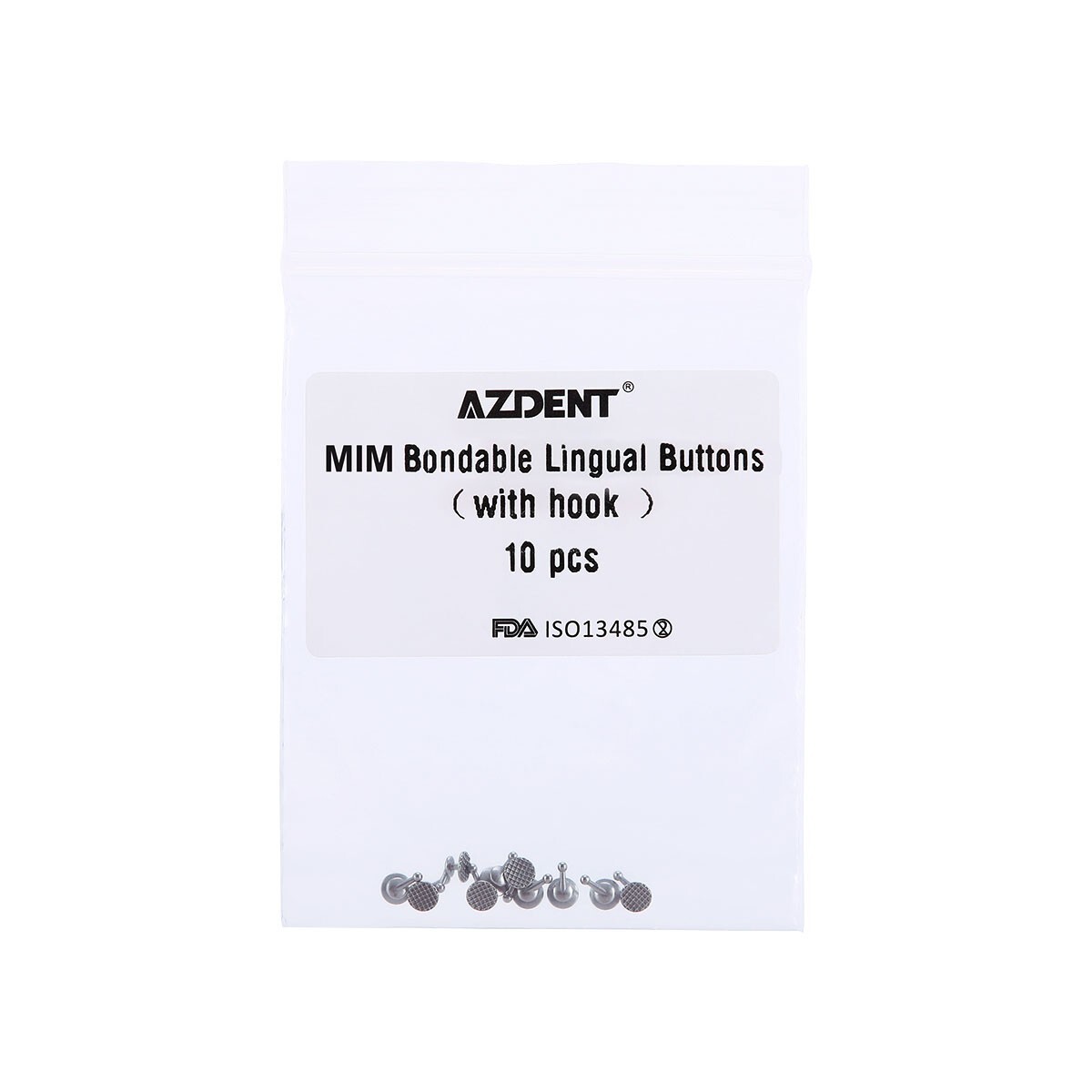 10pcs AZDENT Dental Orthodontic MIM Bondable Lingual Buttons w/ Hook Round Base