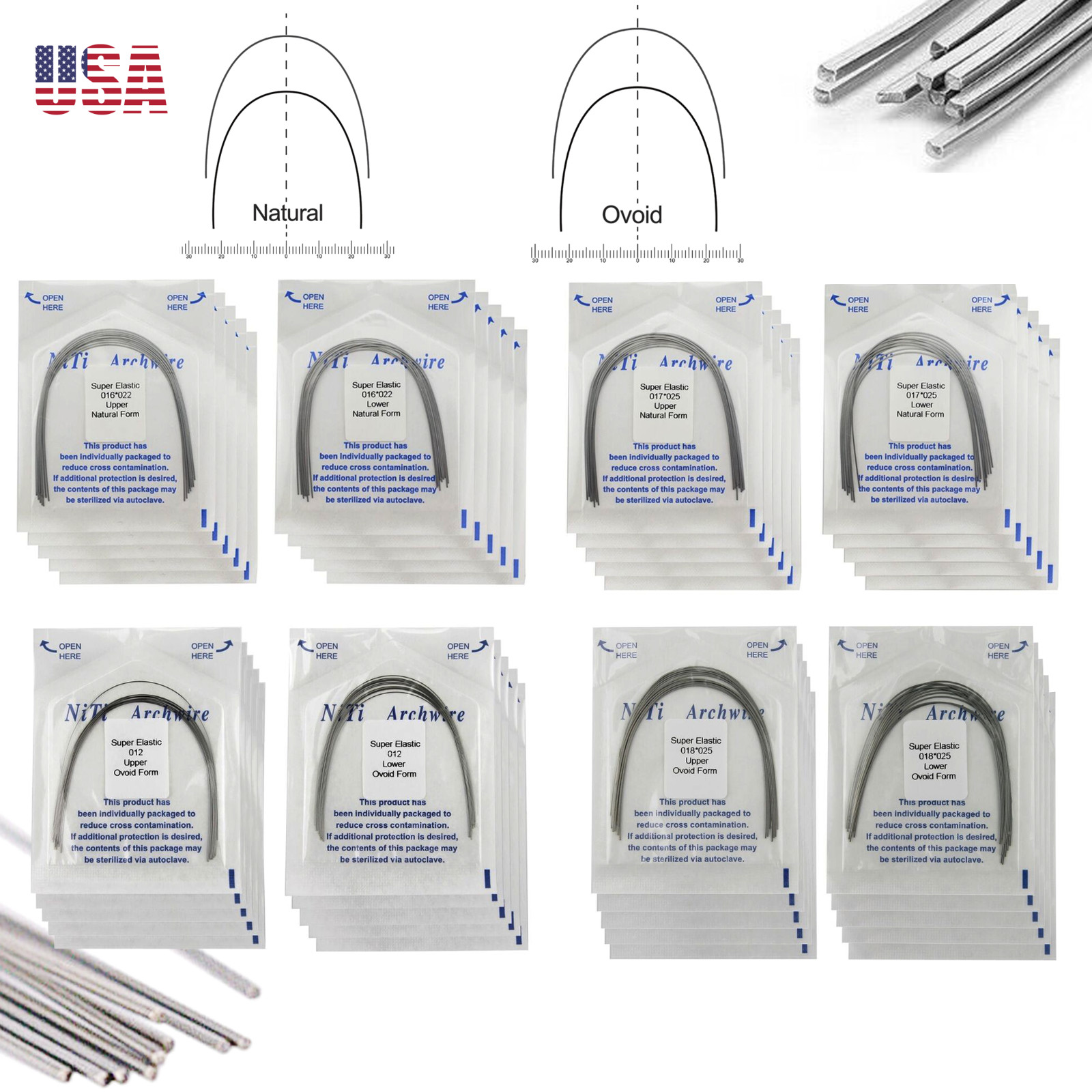 Dental Orthodontic Arch Wire Rectangular Round Ligature Tie Elastic Rubber Bands