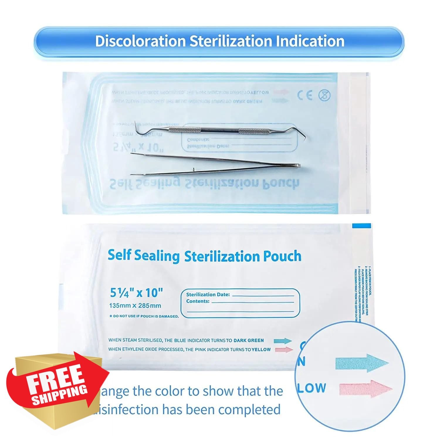 Yuelong Sterilization Pouch Bags 2.25″ x 5″ 200 Pcs
