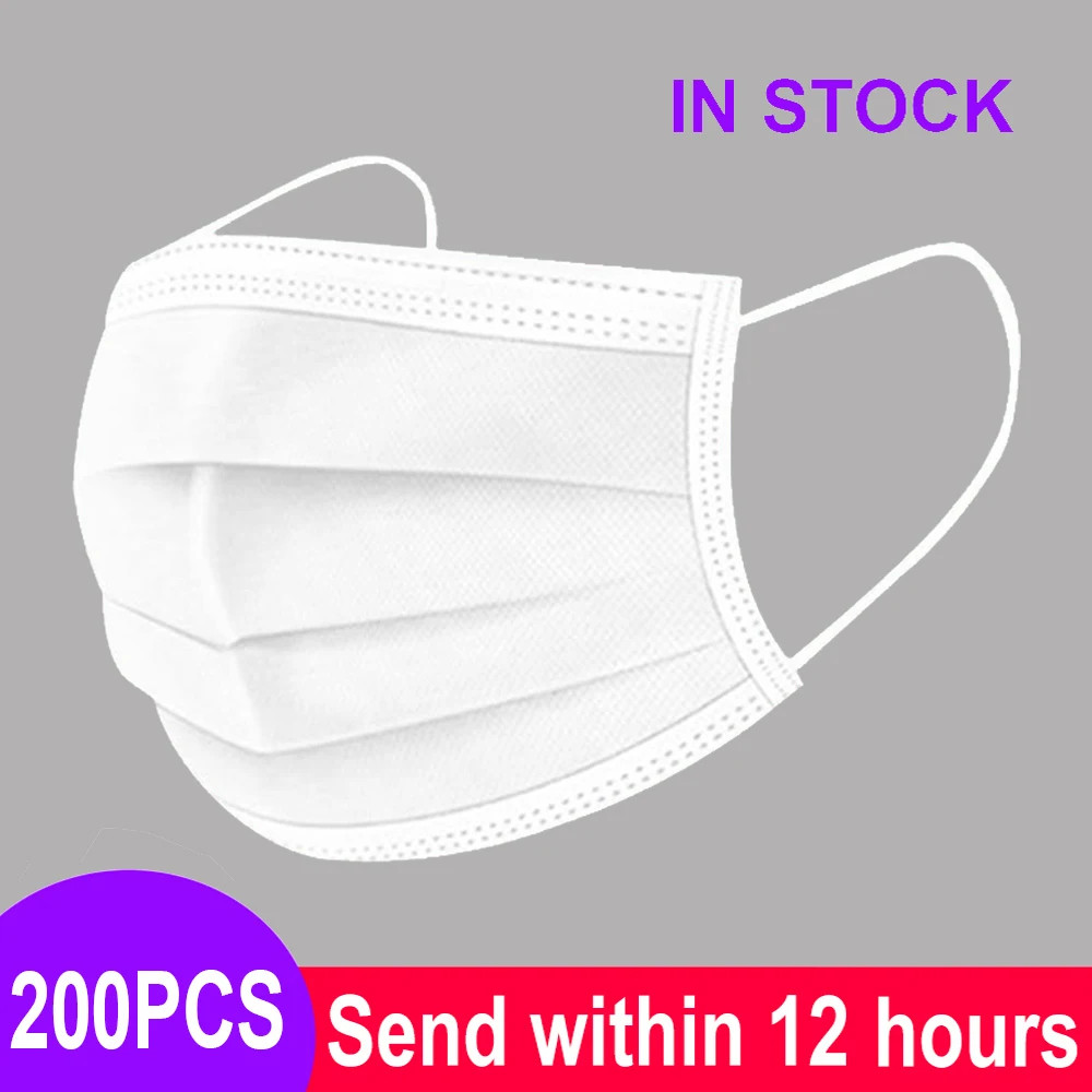 Pink Black Disposable Non-Woven 3-Layer Face Mask Breathable Mask with Elastic E