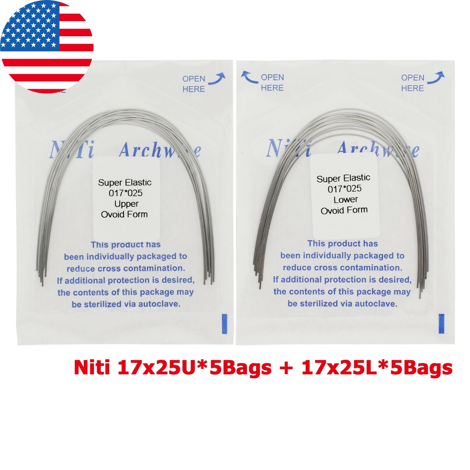100PCS Dental Orthodontic Arch Wire Niti Stainless Steel Round Rectangular Ovoid