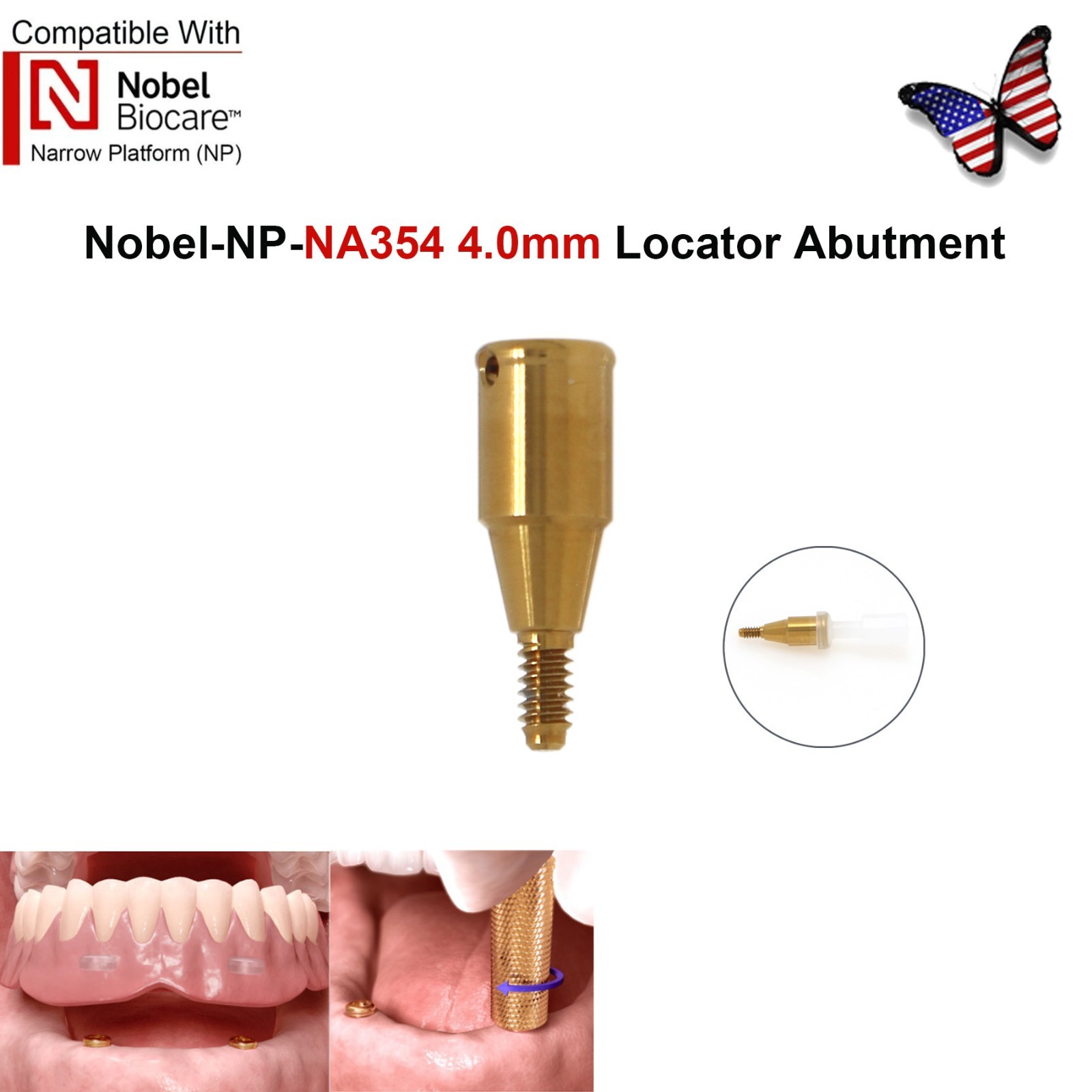 Dental Locator Abutment NP RP Compatible with Nobel NBL Active Implant AH 1–5mm