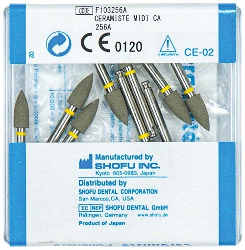 Dental Abrasives-12 pc.Ceramiste Polishers:Shank CA Shape Mini Point ULTRA-Shofu