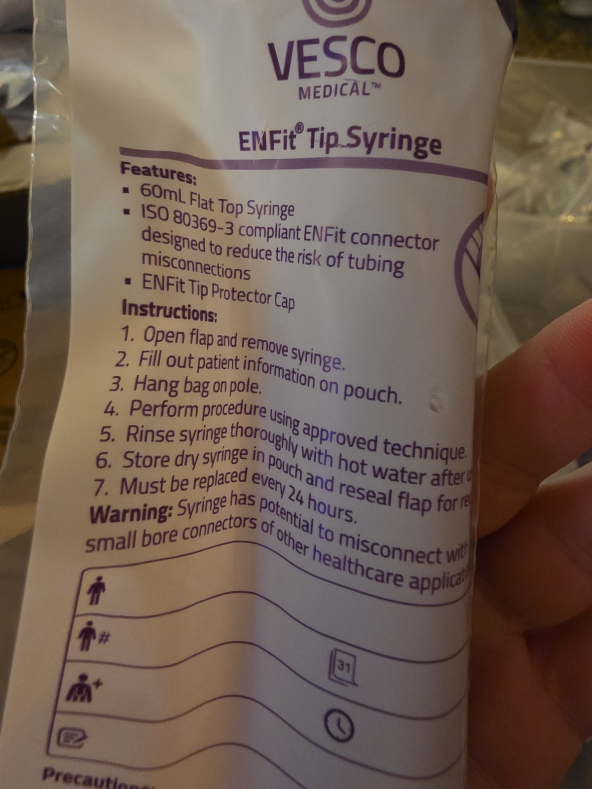 Vesco Medical 60mL ENFit Tip Syringes (New – Individually Wrapped – Pack of 10)