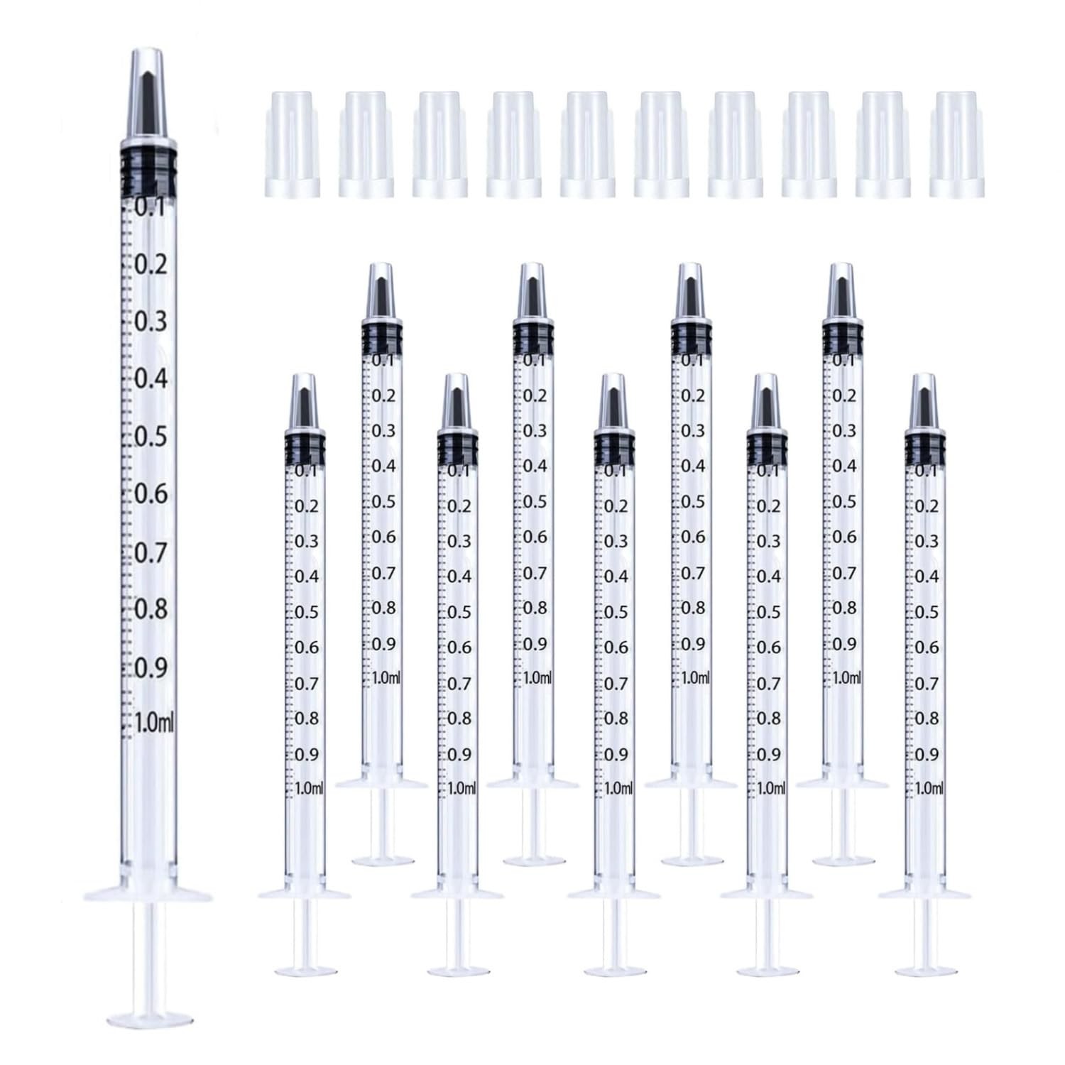 30Pcs 1ml Syringes with Cap Oral Dispenser Syringe, 1cc Plastic Small white
