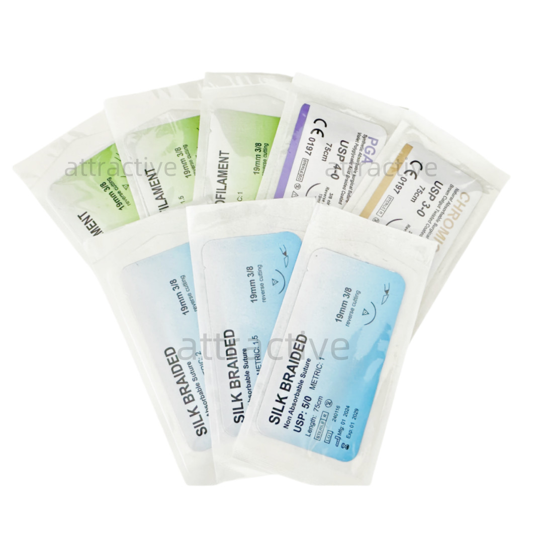 Dental Practise Suture Braided Reverse Needle Cutting Sterile Nylon/Silk/GUT/PGA