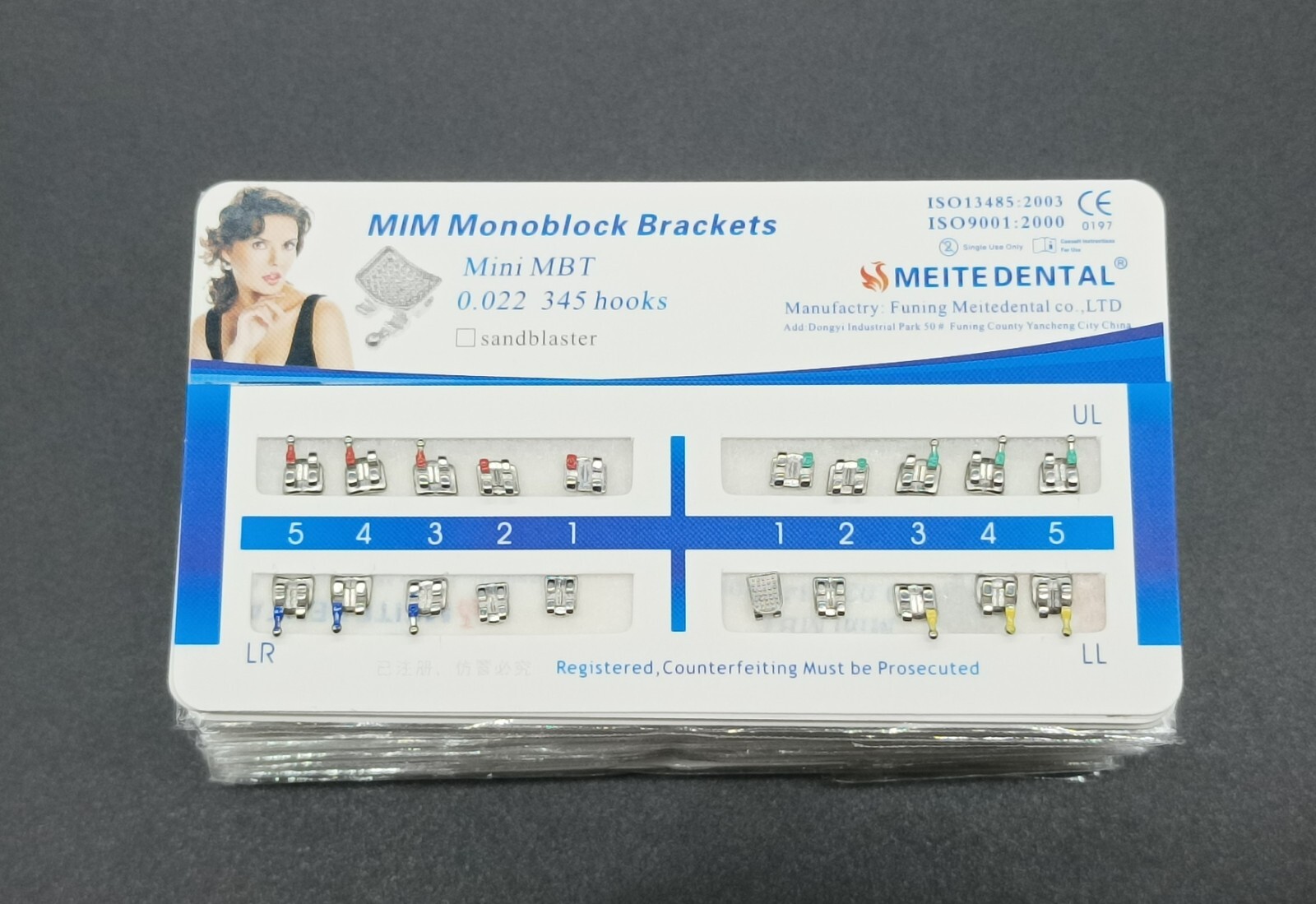 50Set Dental Orthodontic MIM Monoblock Brackets Mini Roth/MBT 022 Slot 345 hooks