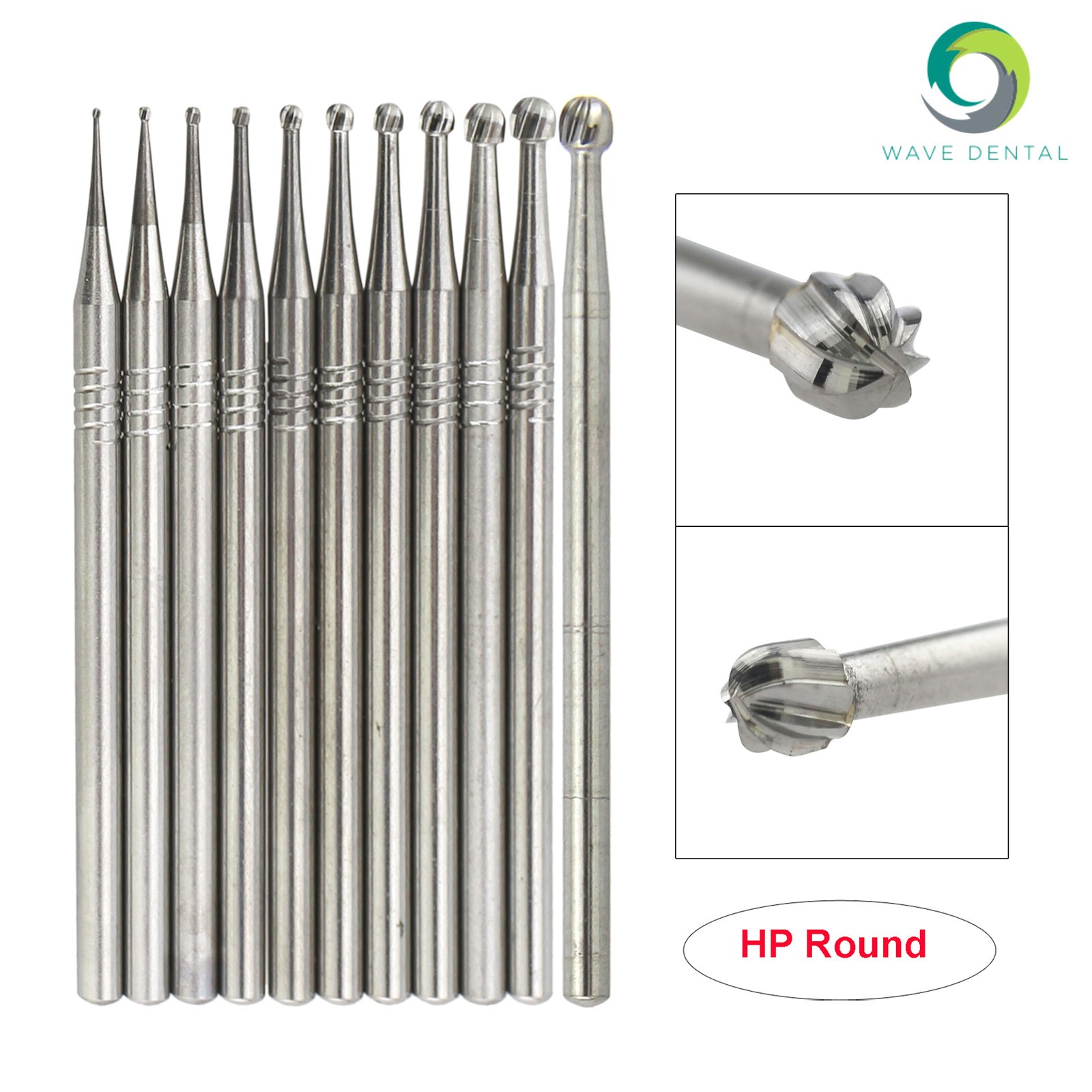 Wave Dental Carbide Bur Round HP 1 2 3 4 5 6 8 10 44.5mm Long Straight Low Speed