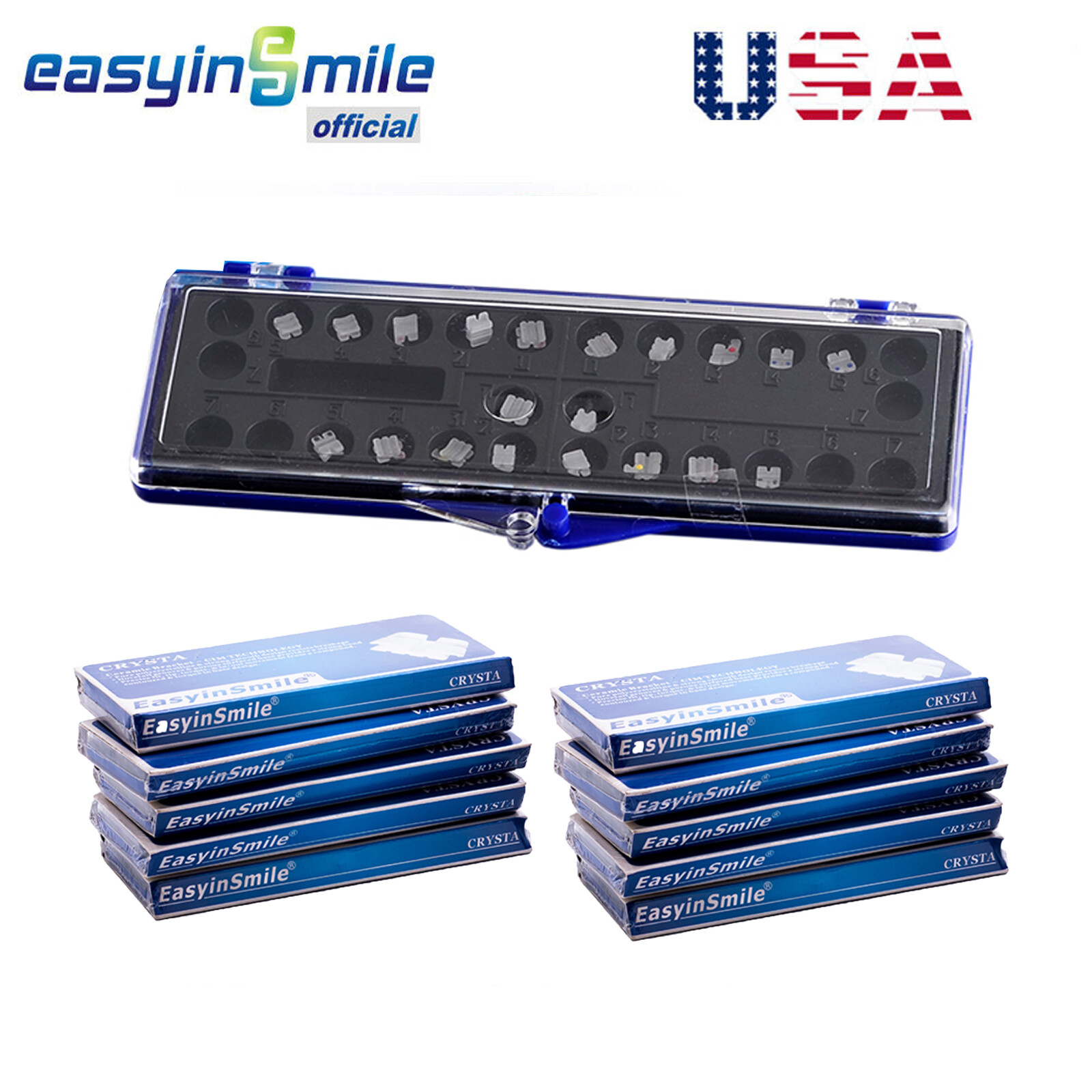 10packs Dental Orthodontic Ceramic Brackets Braces MBT/ ROTH 345 hook 022