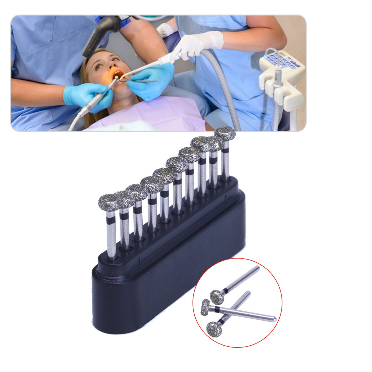 10pcs FG Dental Diamond Burs WR-13S High Speed For Lingual Fossa Polishing Molar