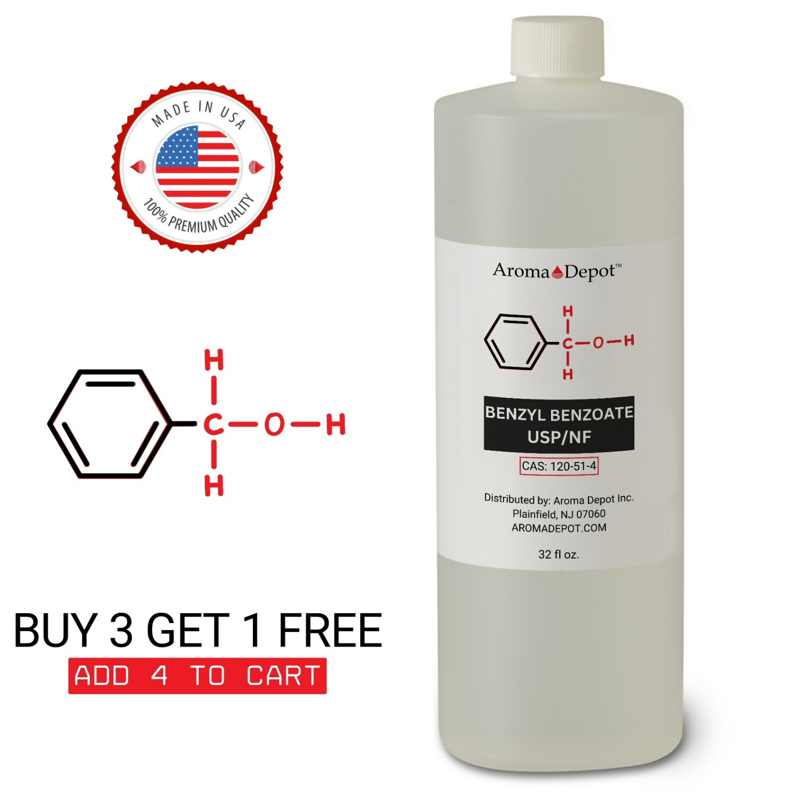 Benzyl Benzoate 32 oz. USP/NF Wholesale Cas: 120-51-4 Bulk for Aroma, Cosmetics