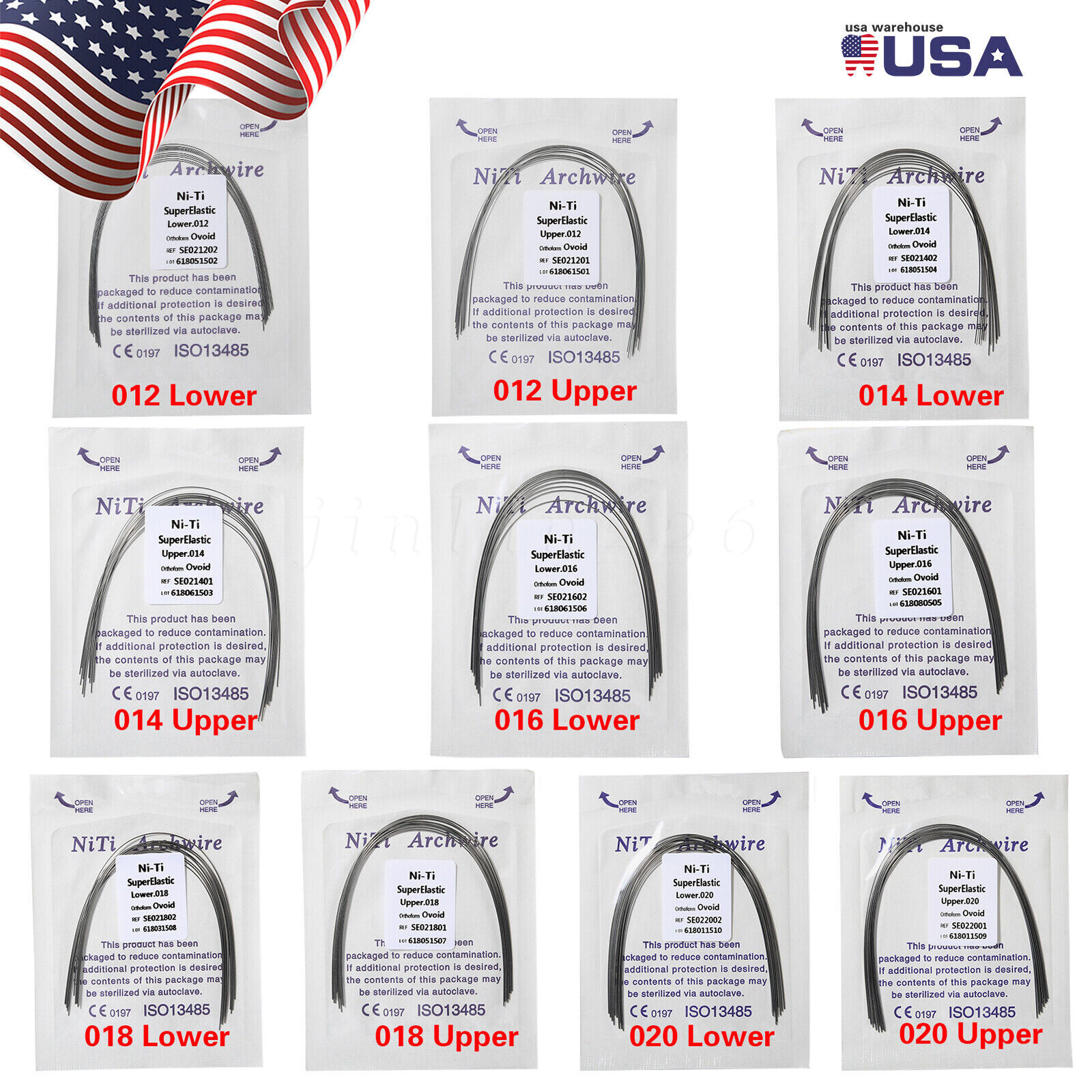 All Size Dental Orthodontic Super Elastic Niti Round Arch Wire Ovoid Form