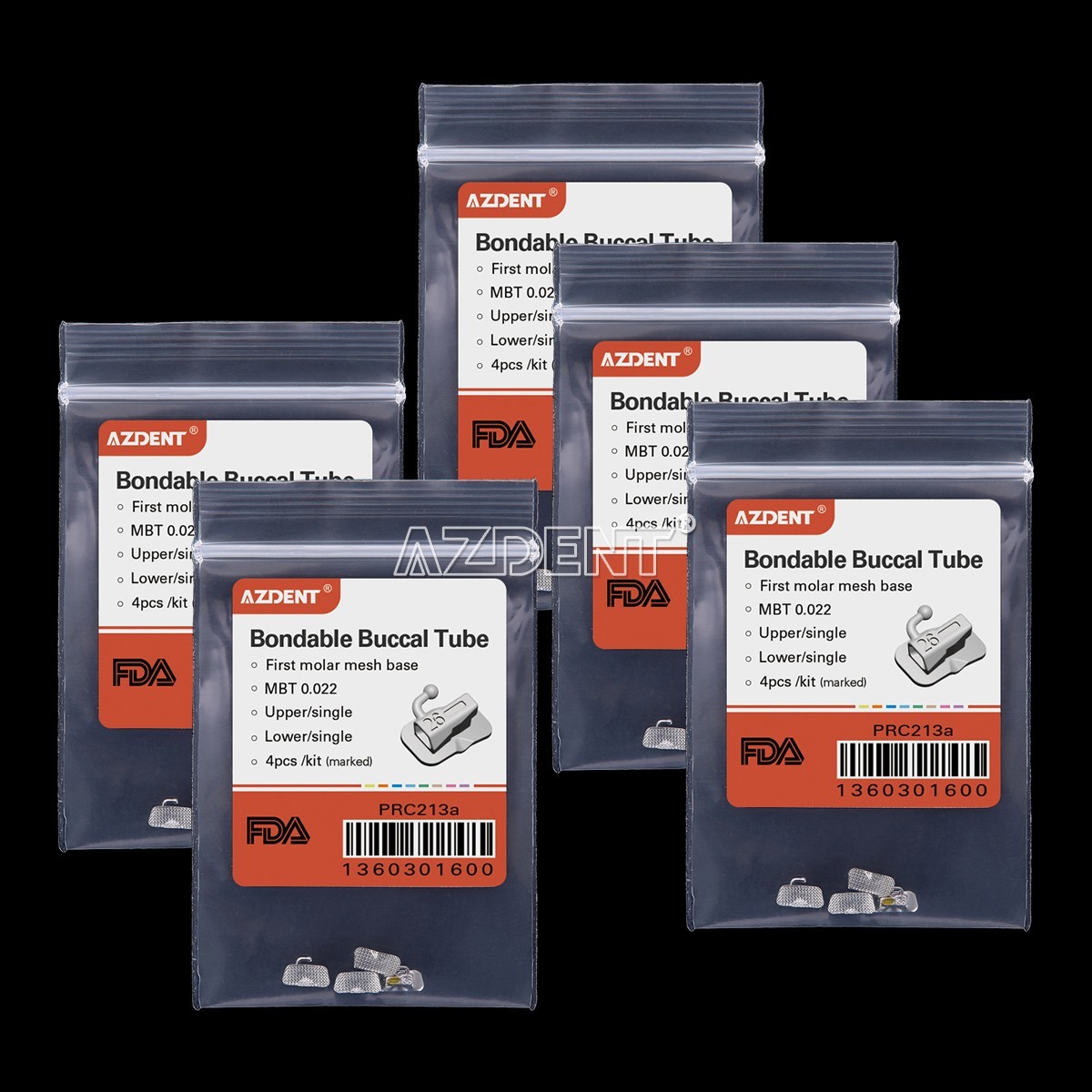 AZDENT Dental Orthodontic Bondable Buccal Tube 1st Molar MBT/Roth.022 Non-Conv