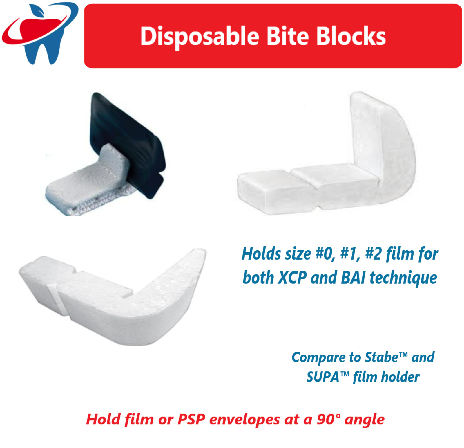 Dental X-Ray RT-DXH Bite Blocks Disposable XRay Holders (Stabe) Type, 100/Pkg