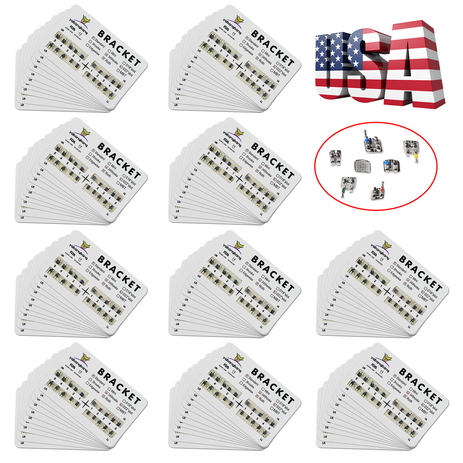 10-200 Packs Dental Orthodontic Brackets Brace Standard Roth.022 Hooks 3 4 5