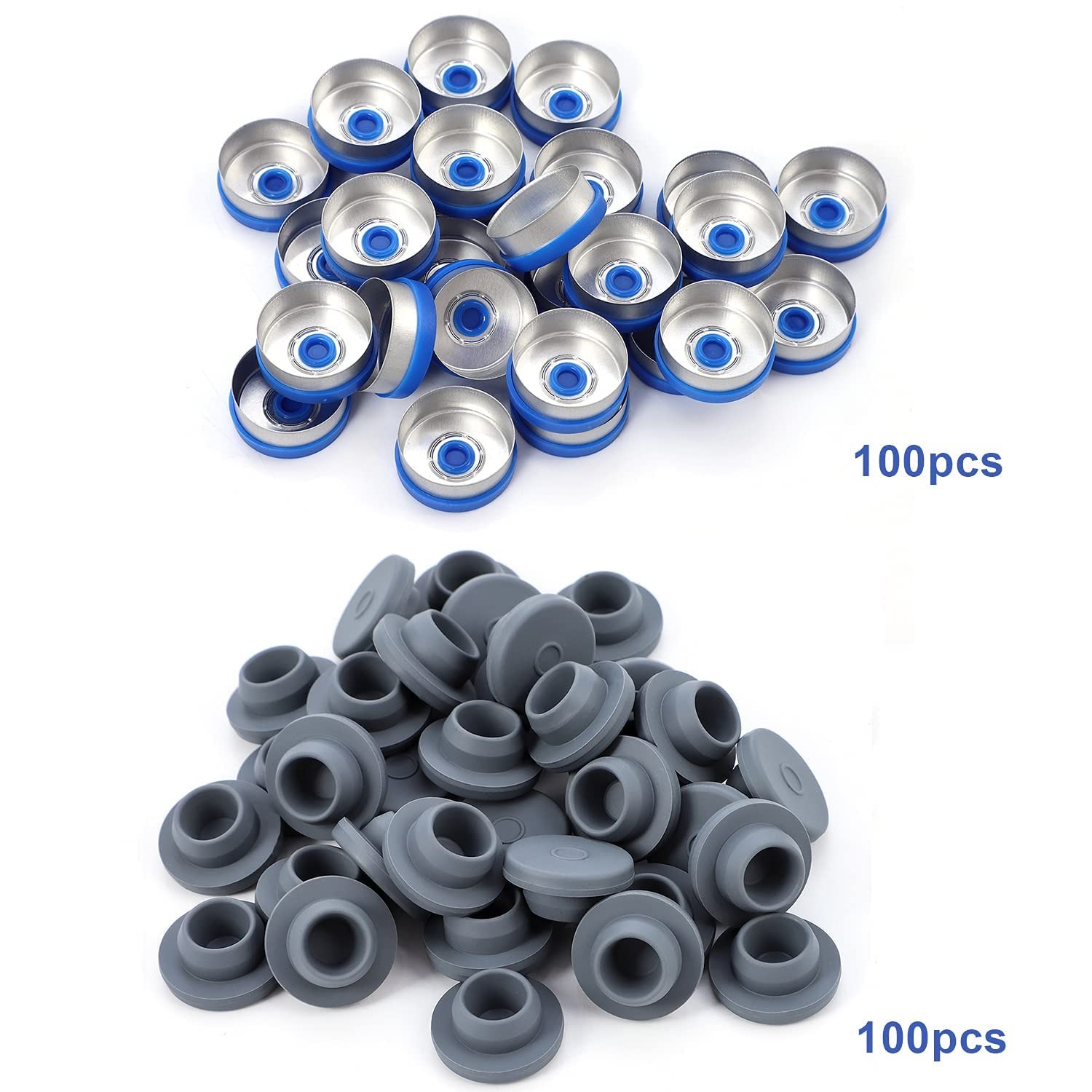 1000PCS Crimp Top Headspace 10mL Vials Aluminum Caps HPLC Lab Clear Glass Bottle