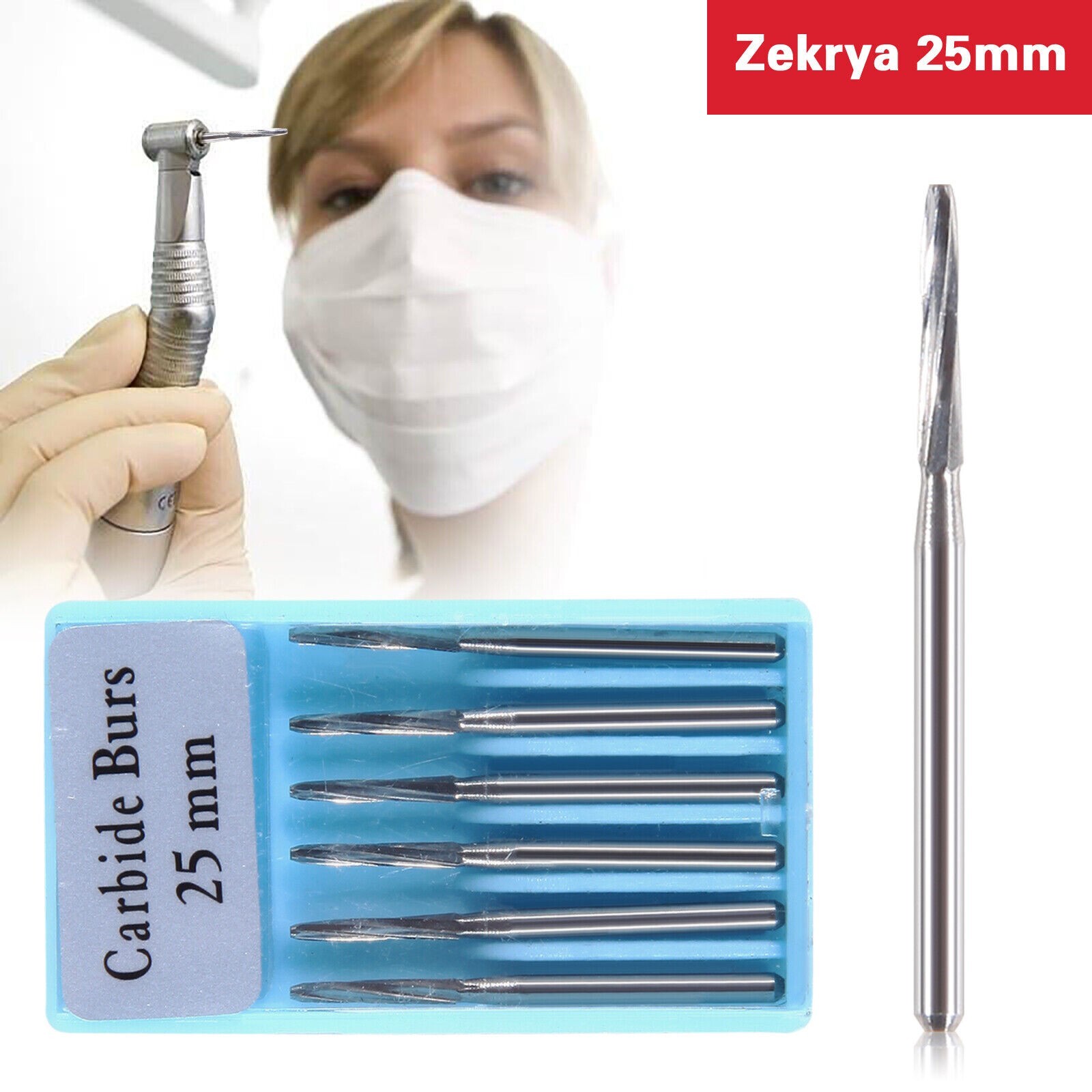 Dental Zekrya Carbide Tungsten Bone Cutters Finishing Burs FG 28mm/25mm USA