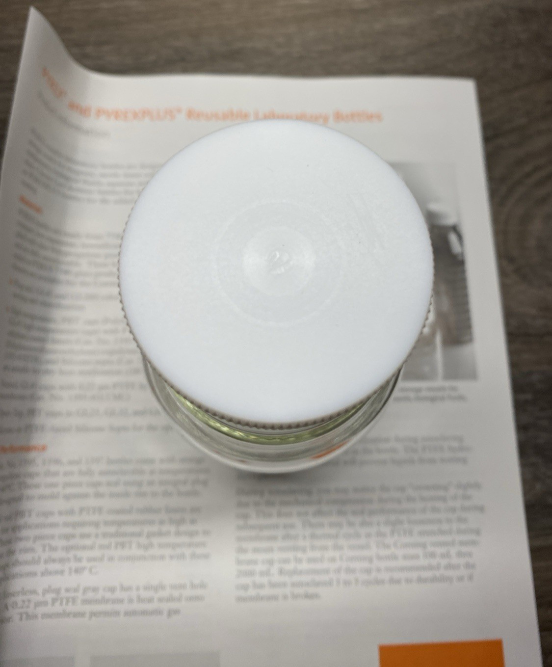 Corning PYREX 500mL Media Bottle 450491 White GL45 Threaded Cap PTFE Liner