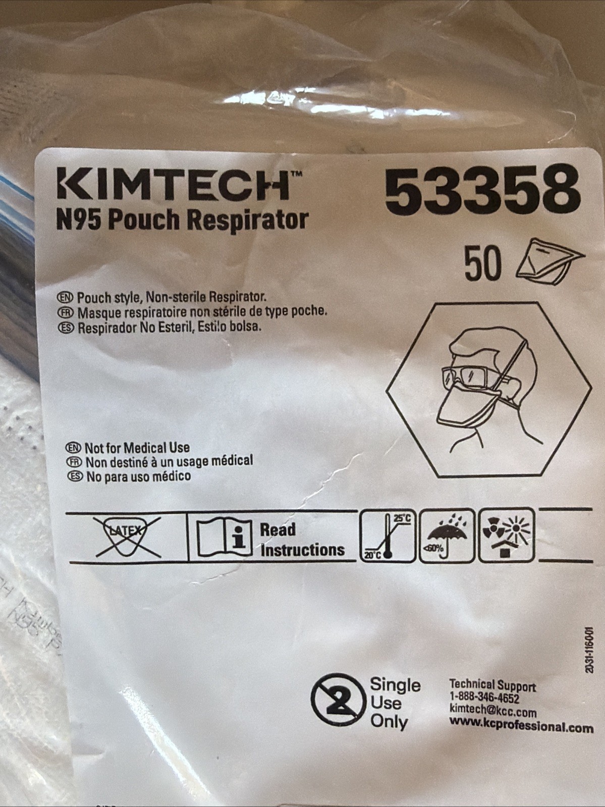 Kimberly-Clark Professional N95 Pouch Respirator (53358) NIOSH-Approved 50/bag