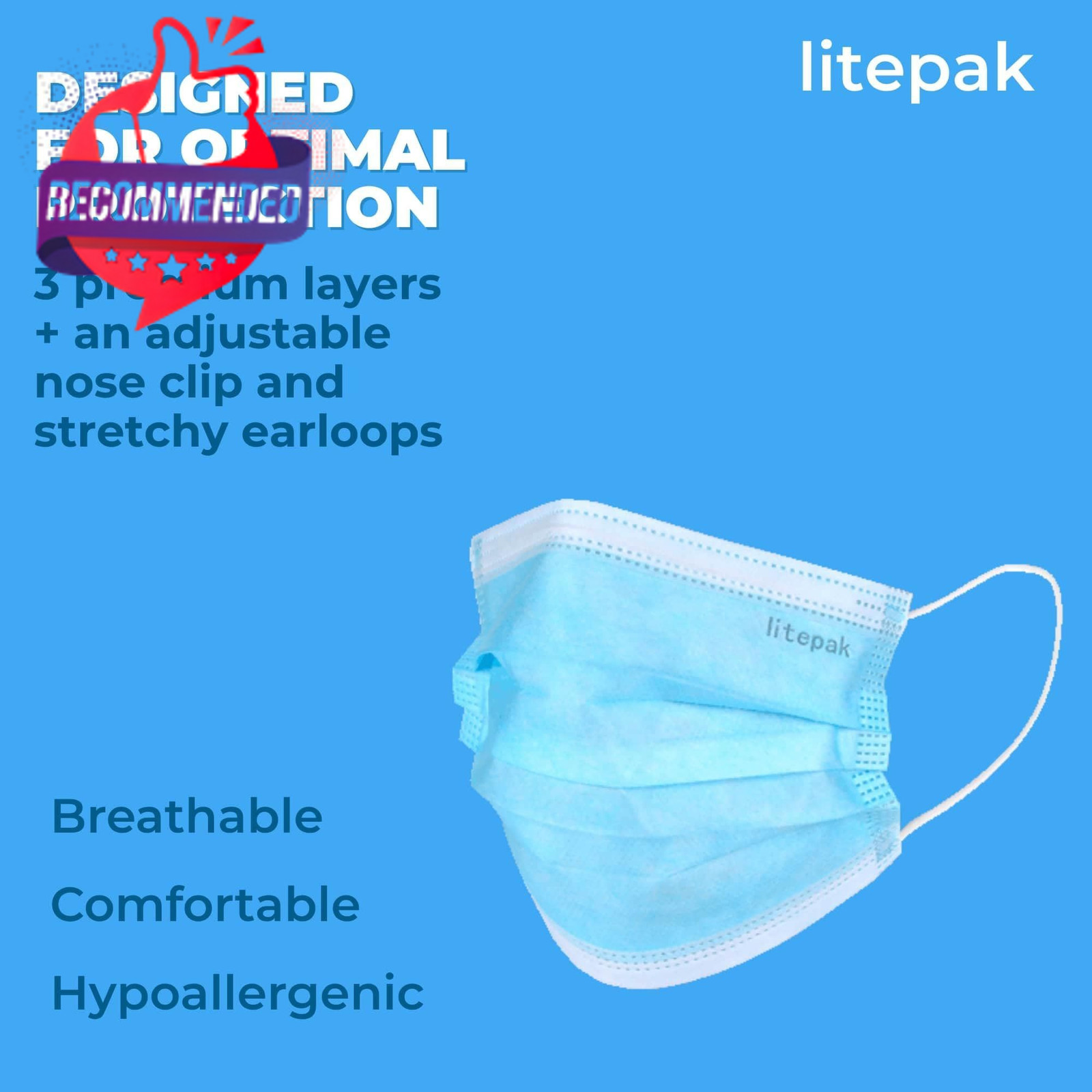 2,000pcs Disposable Face Masks- 3 Ply Breathable Mask For Adults – Blue (40