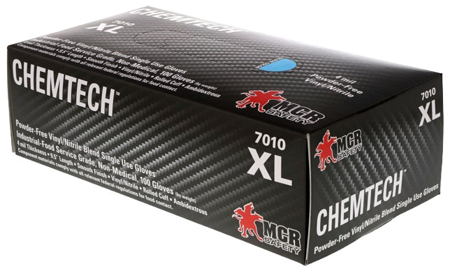 MCR Safety 7010 Industrial Grade Nitrile/Vinyl Powder Free Disposable – L & XL