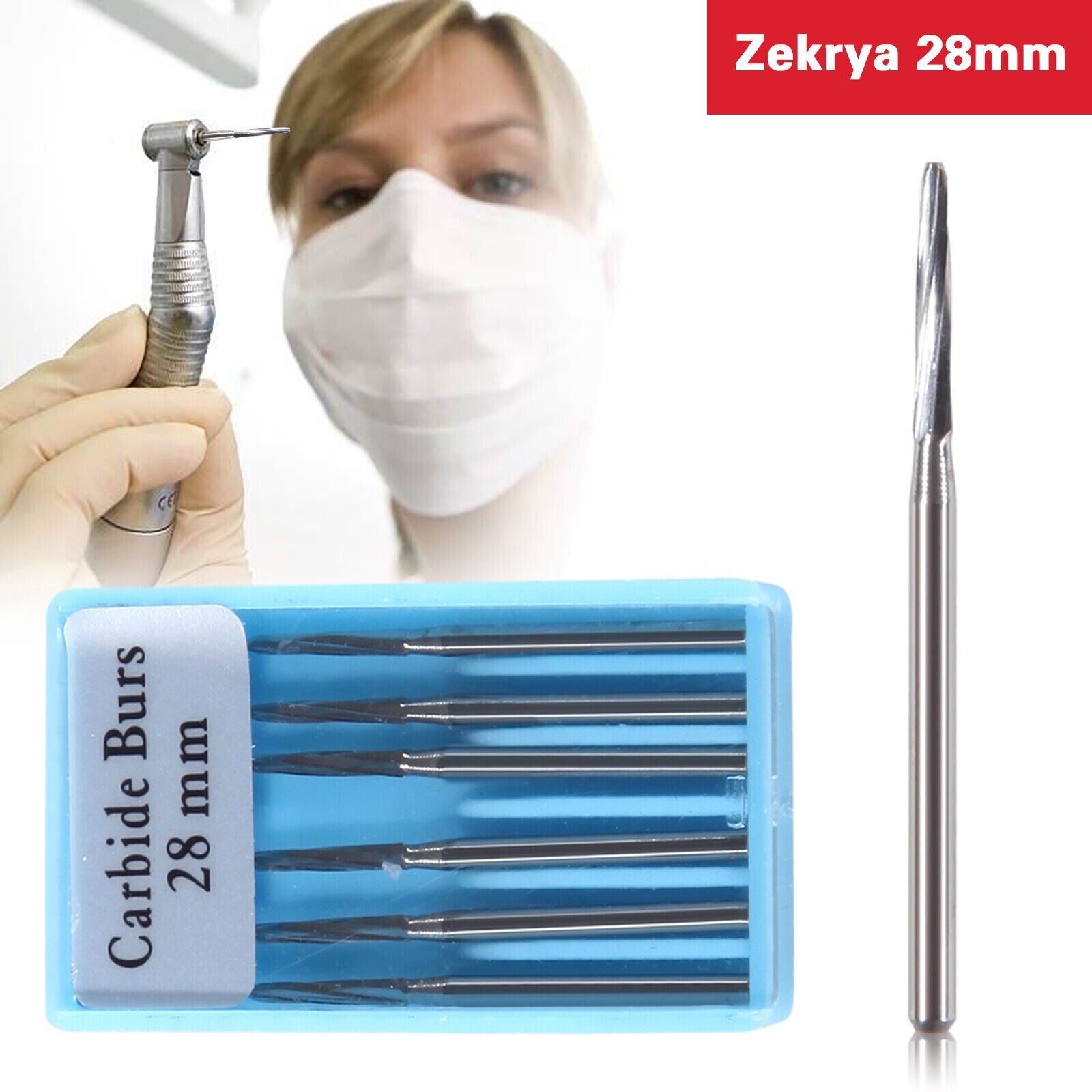 Dental Zekrya Carbide Tungsten Bone Cutters Finishing Burs FG 28mm/25mm USA