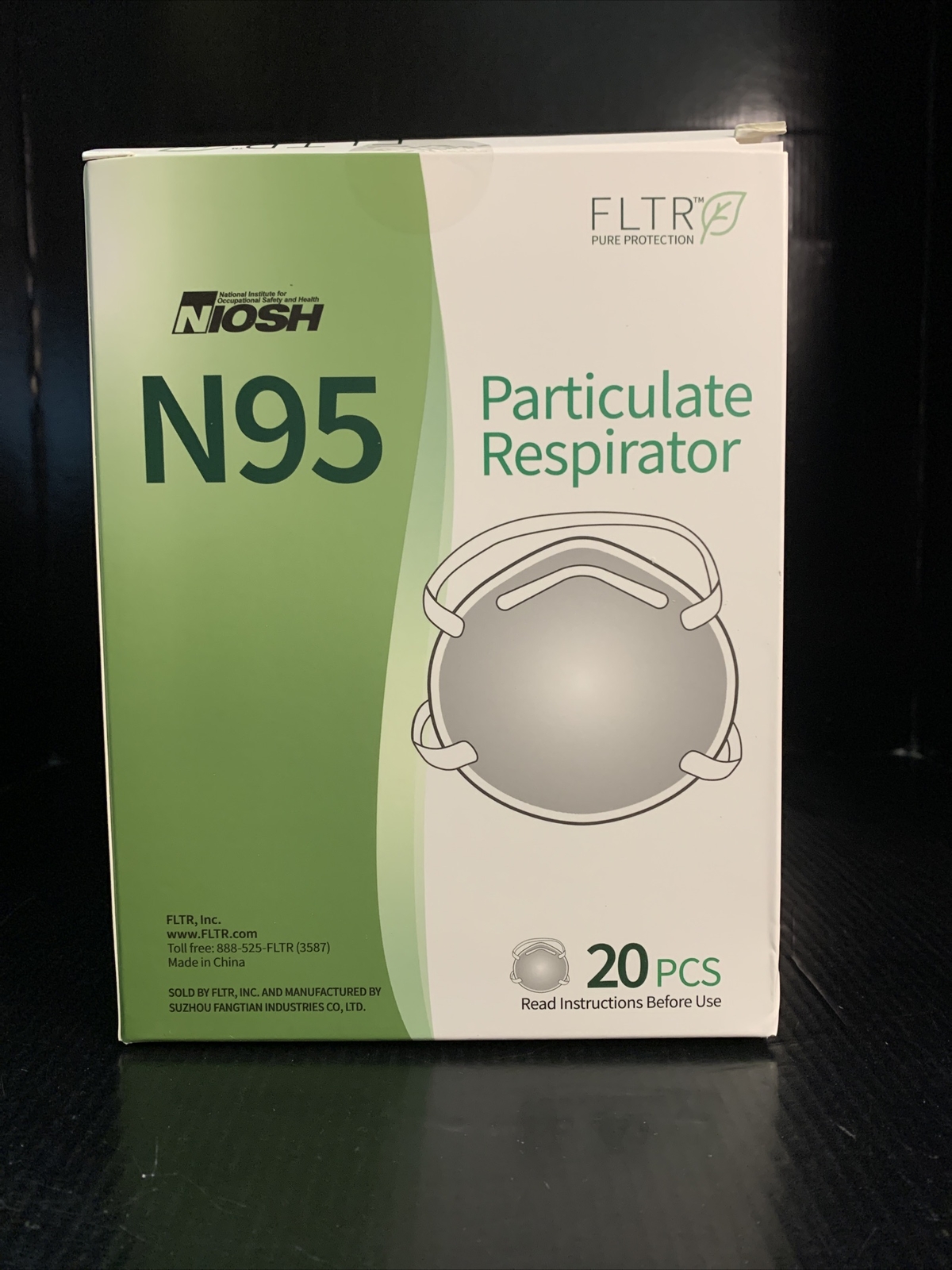 N95 NIOSH Particulate Respirator 20pcs White FLTR Model FT-N010 *See Description