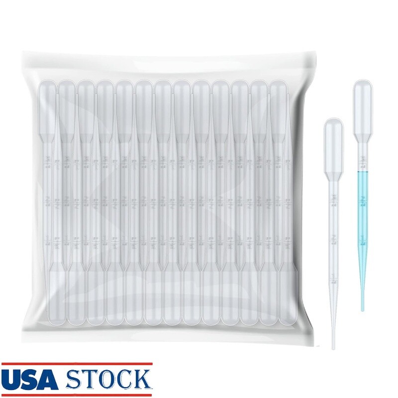 20Pcs 3mL Plastic Transfer Pipettes Calibrated Dropper Experiments DIY Art New