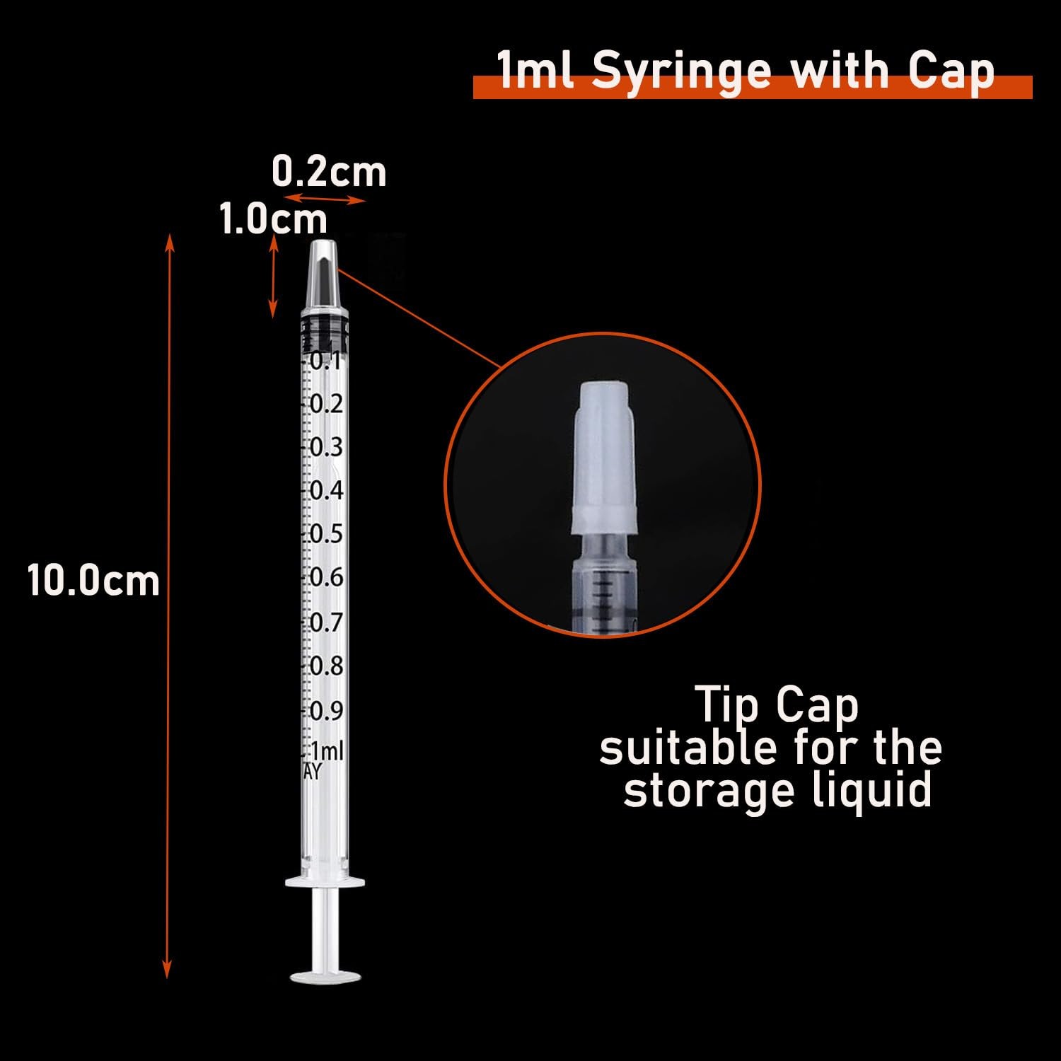 30Pcs 1ml Syringes with Cap Oral Dispenser Syringe, 1cc Plastic Small white