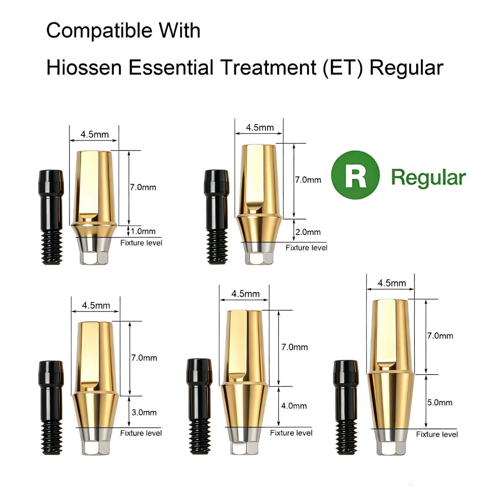 US Dental ET Straight Abutment Hex fit Hiossen ET Osstem TS Mini/Regular