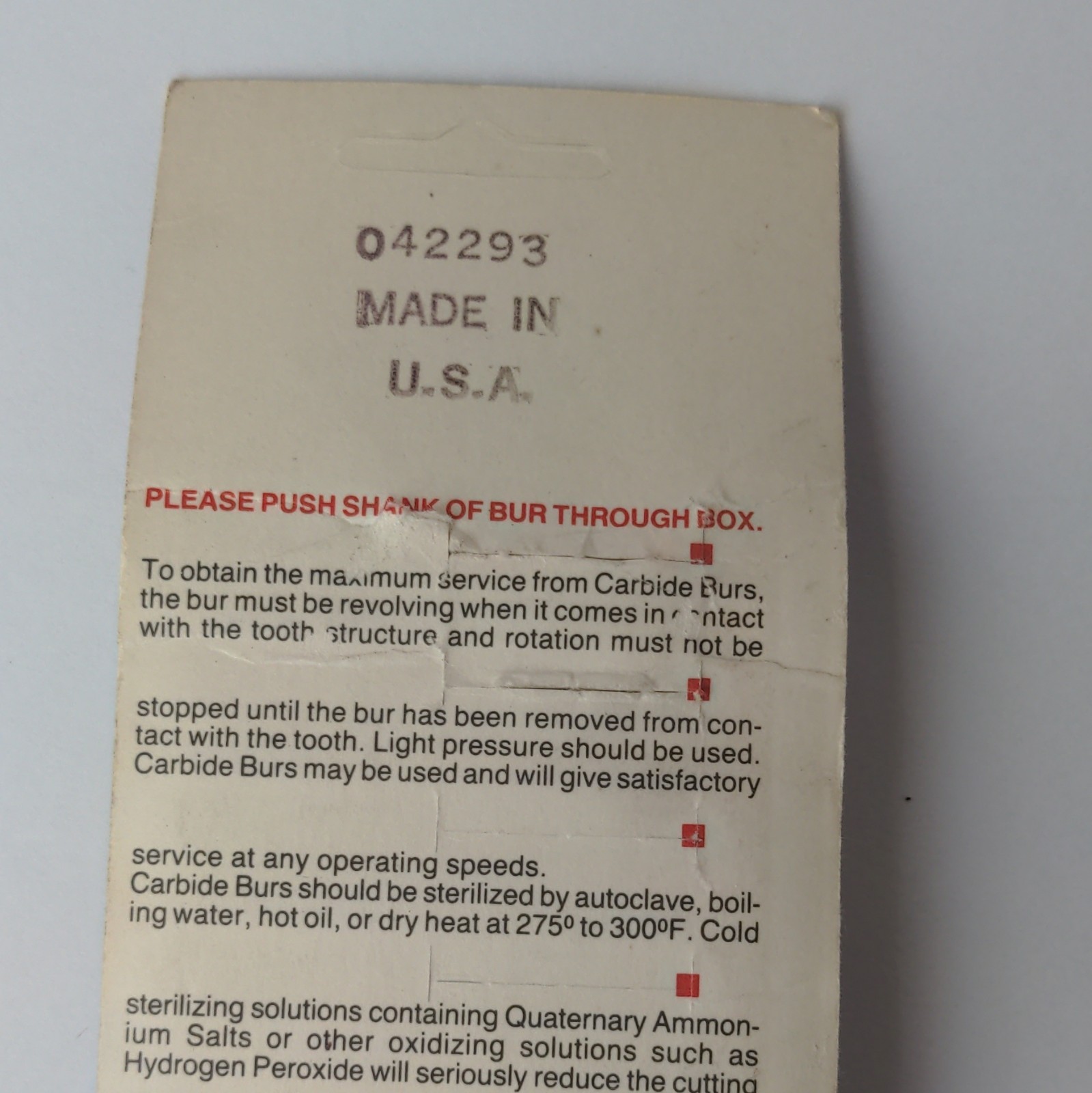 SS White HP-4 Carbide Dental Bur HP Long Straight Shank Order No. 14832
