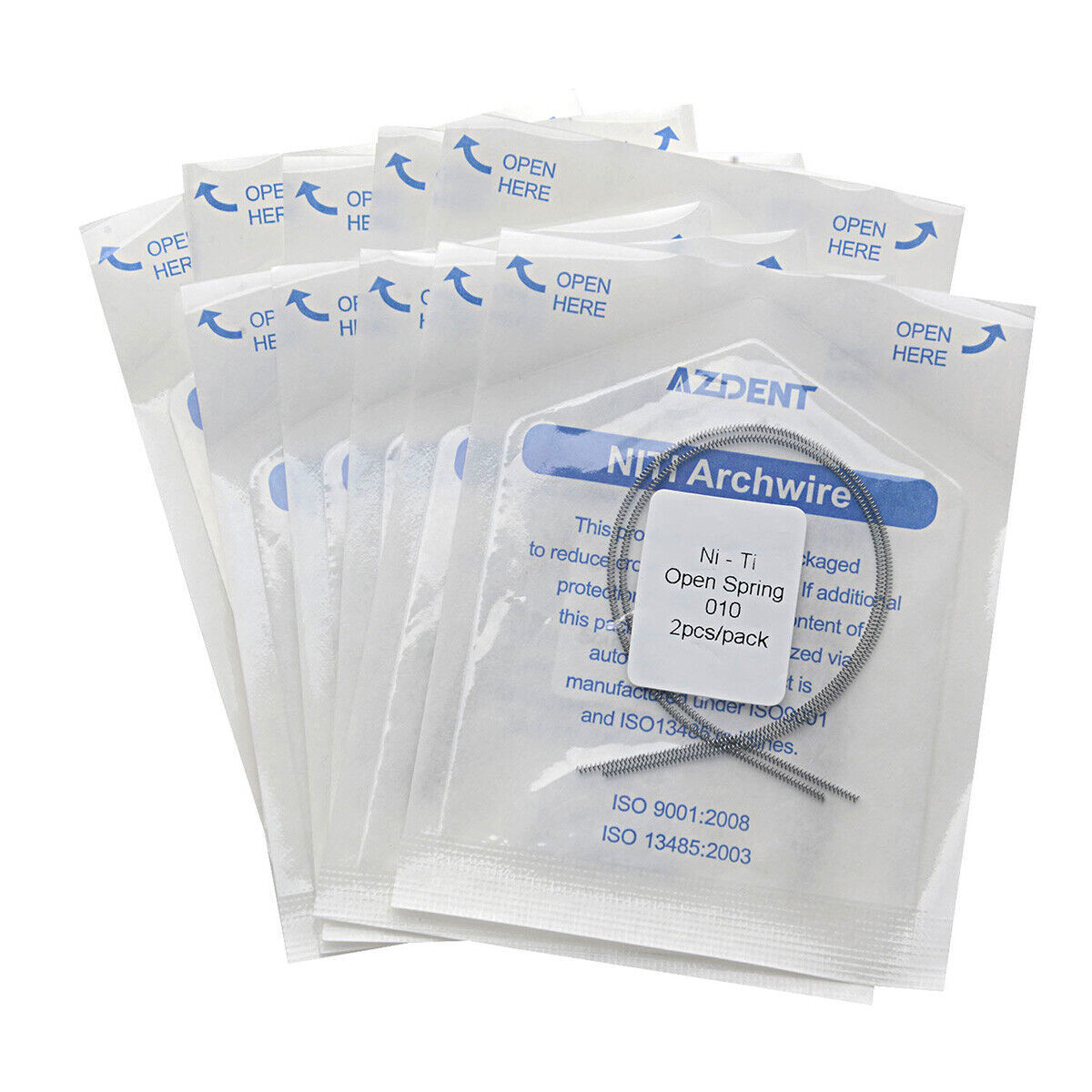 AZDENT Uso de Ortodoncia Dental Niti Muelle en Espiral Abierto 0.010/0.012*180mm