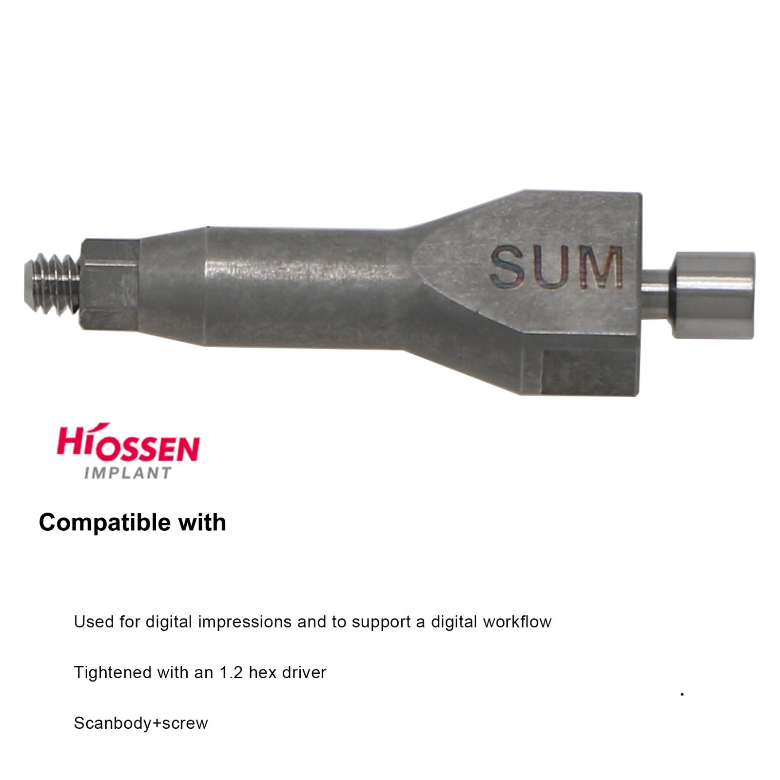 Hiossen ET Ø3.2/Ø3.5 Mini Scan body 2.1mm Hex Scan Abutment W/Screw CAD/CAM Lab