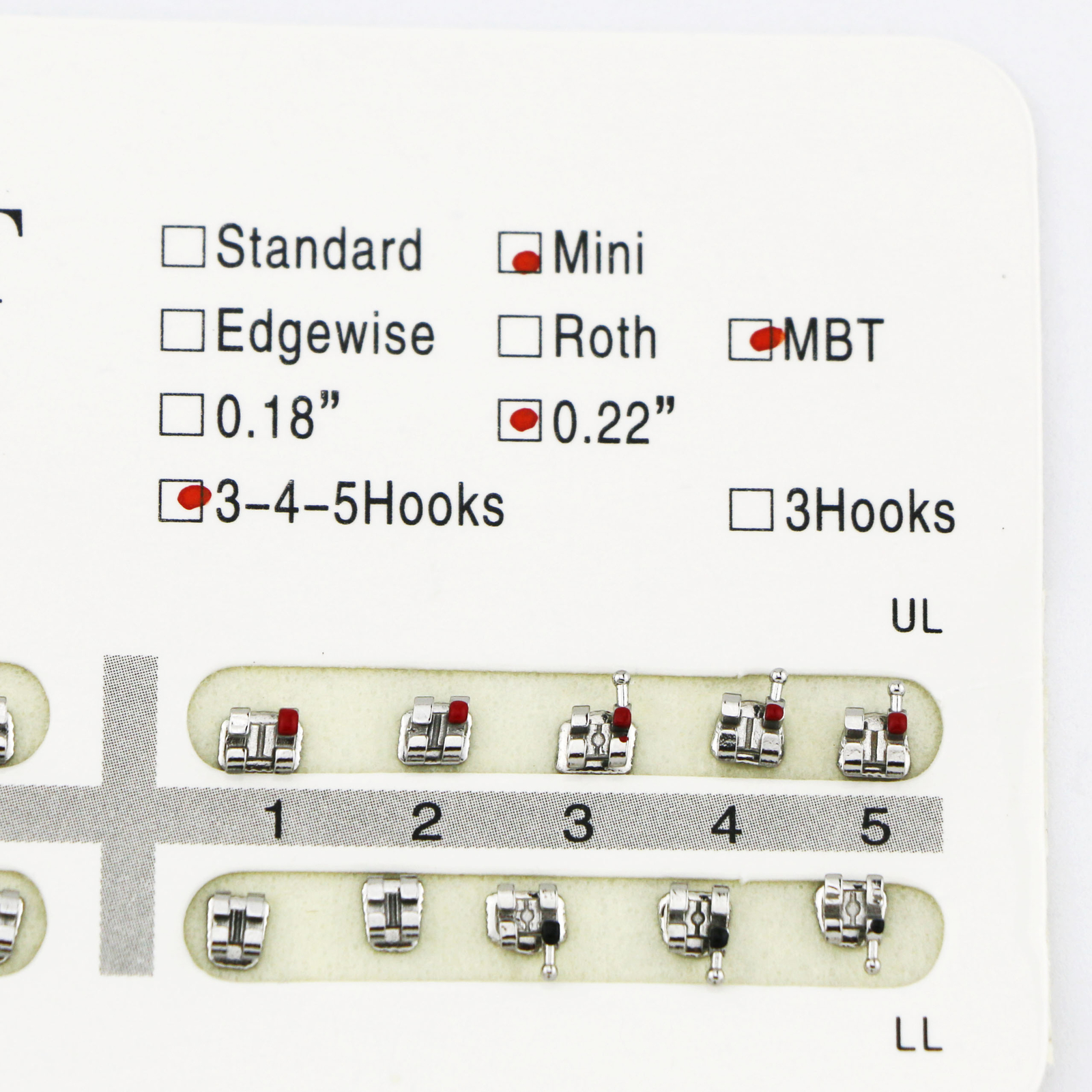 US Dental Orthodontic MIM Metal Brackets Mini Roth MBT 018 022 Slot 3 4 5 Hooks