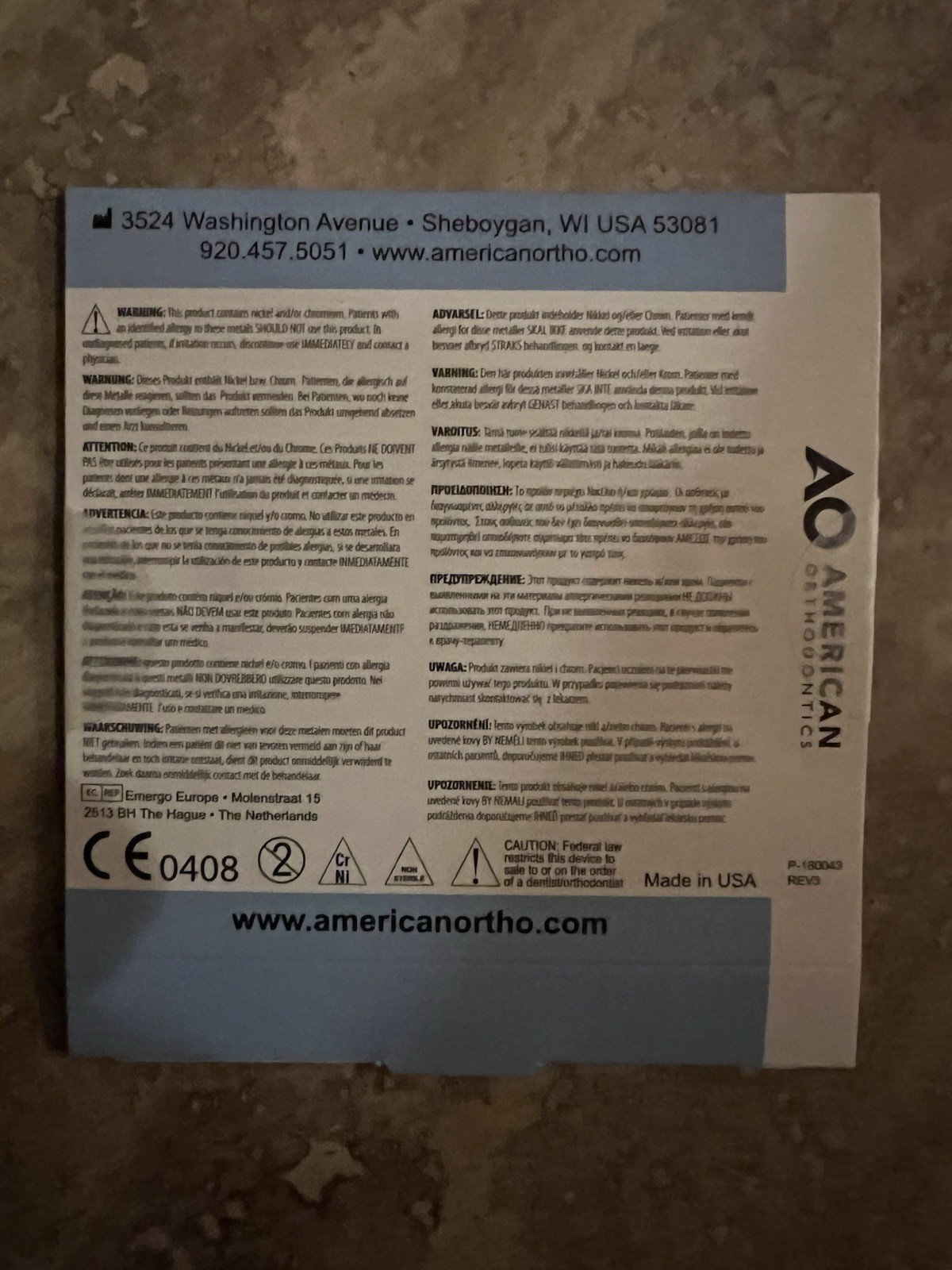 AO Ortho NiTi Memory Wire N.A. Form III Force I Upper .016 x .022 10/pk