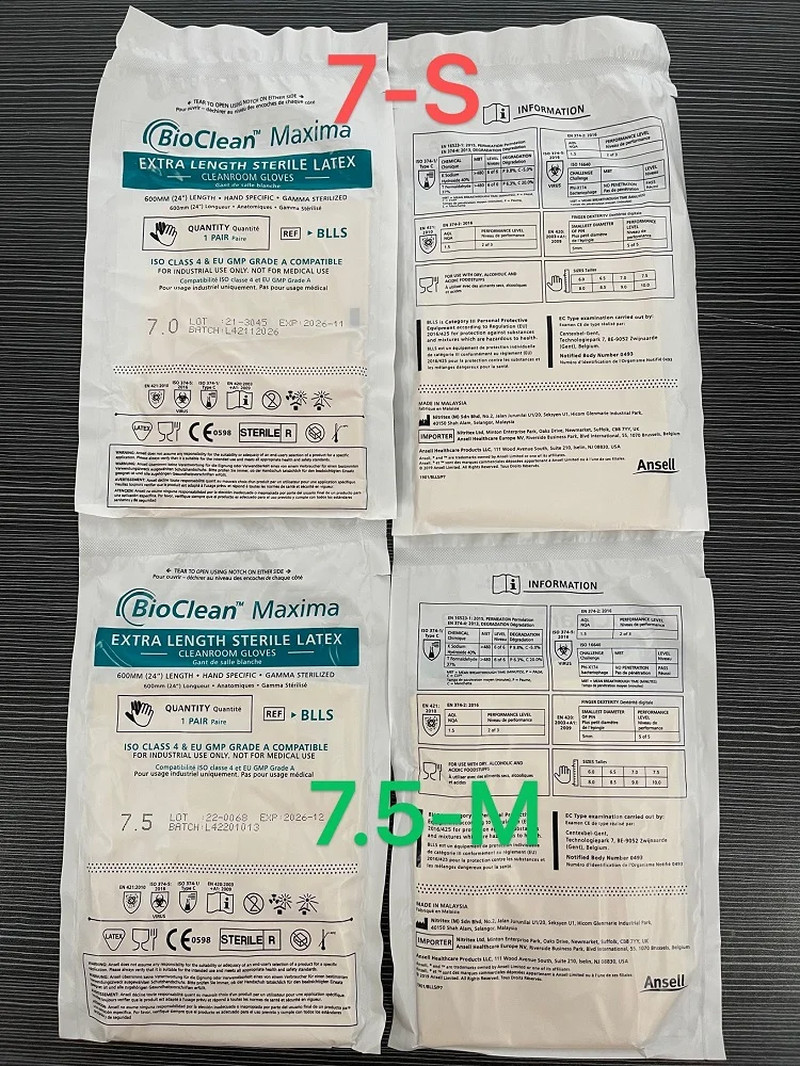 Ansell Bioclean Maxima BLLS(1 Pair) 24 Inch Disposable Latex Cleanroom Glove ISO