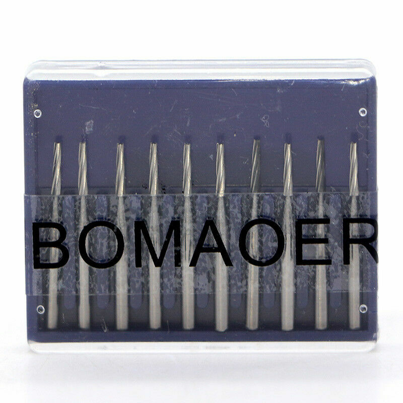 NEW 10Pcs Dental Lab Carbide Burs Drills FG169L# Tapered Fissure High Speed Bur