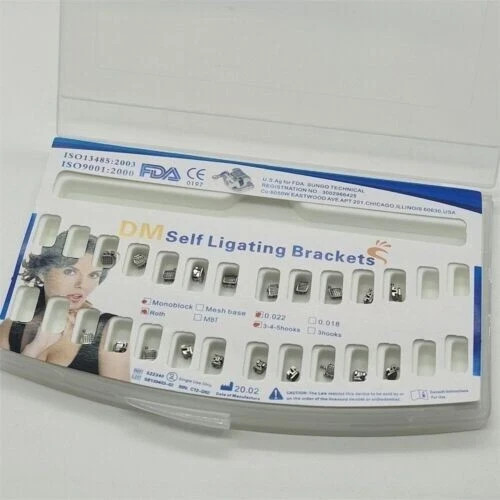 20Pcs Dental Self-ligating Orthodontic Brackets Metal Braces Roth 022 345 hooks