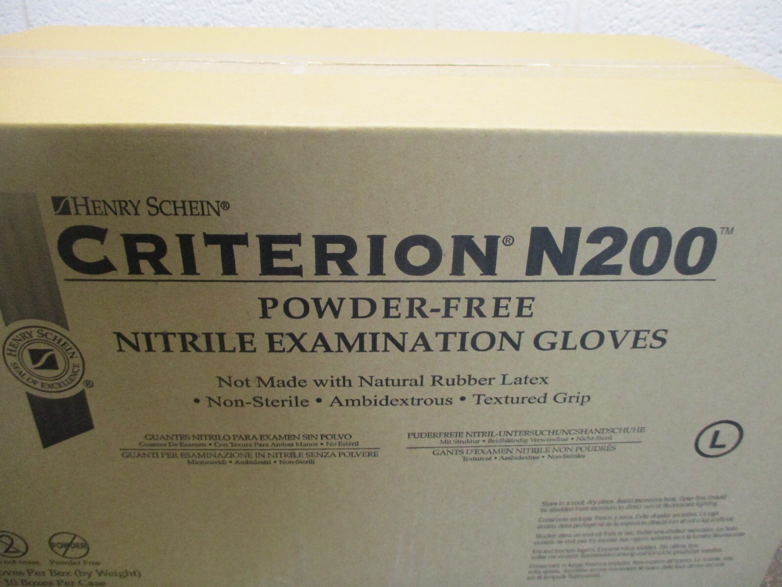 CASE OF 10 BOXES 200 PER CRITERION N200 LARGE 9007440 POWDER FREE EXAM GLOVES