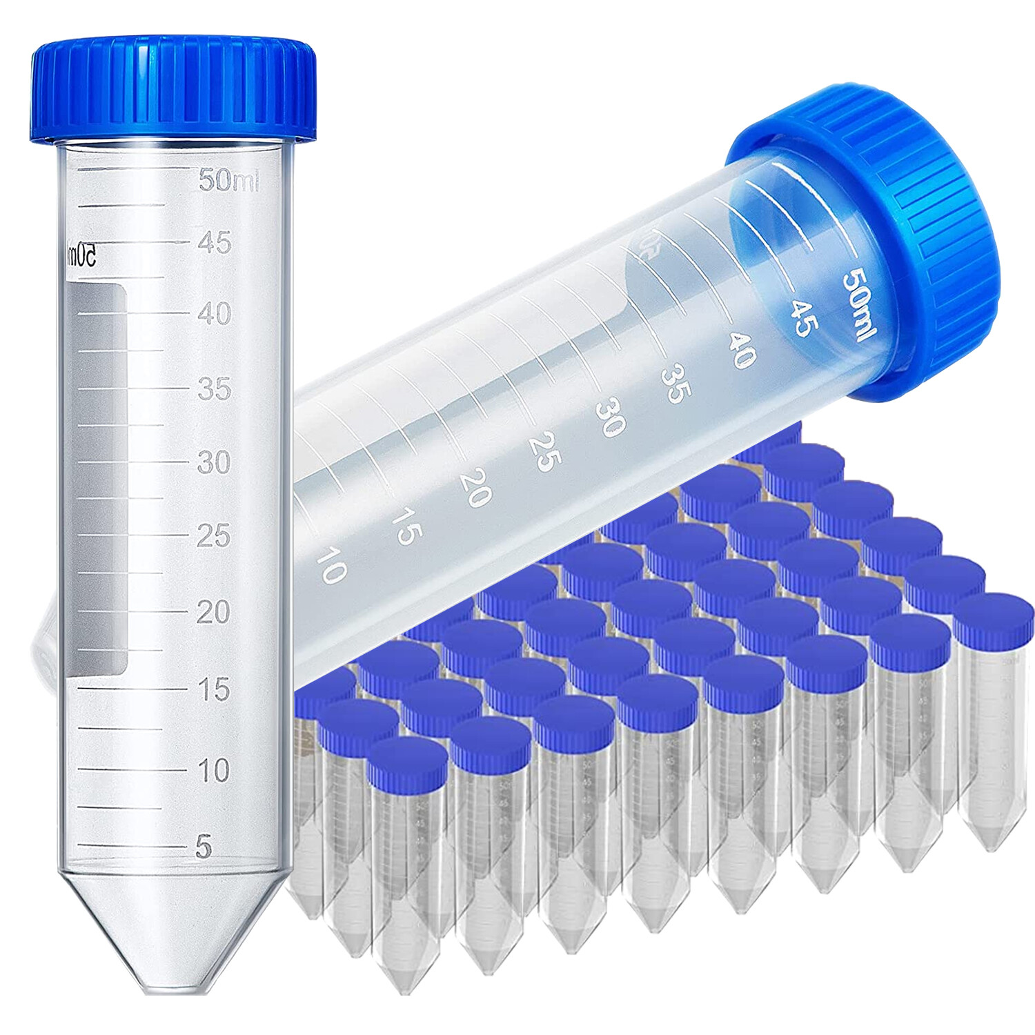 50mL Conical Centrifuge Test Tubes,Sterile,w/Screw Caps Graduated Write-on Spot