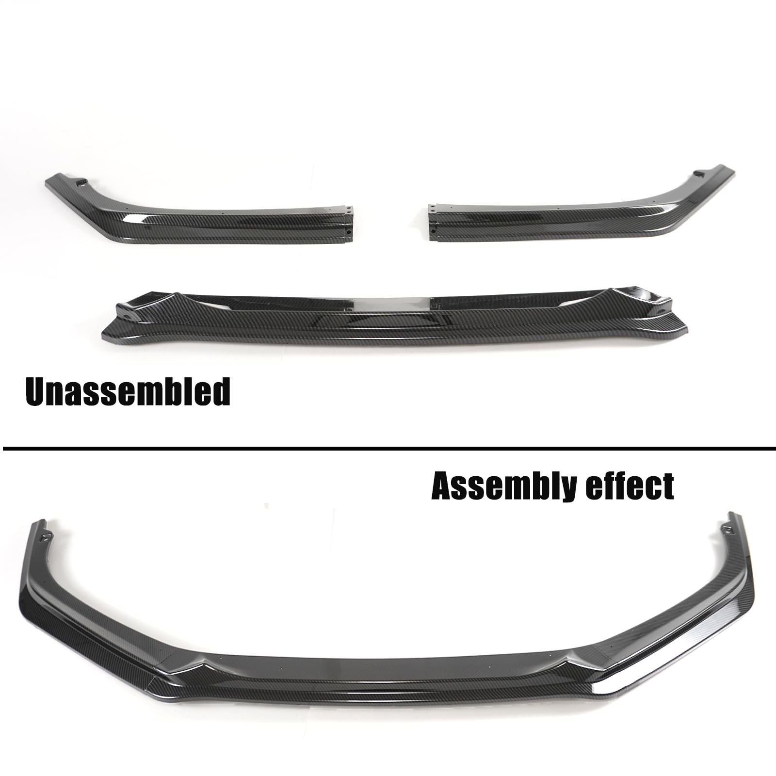 Front Bumper Lip GT Style for Honda Accord Sedan 2021-2022 ABS Carbon Fiber 3Pcs