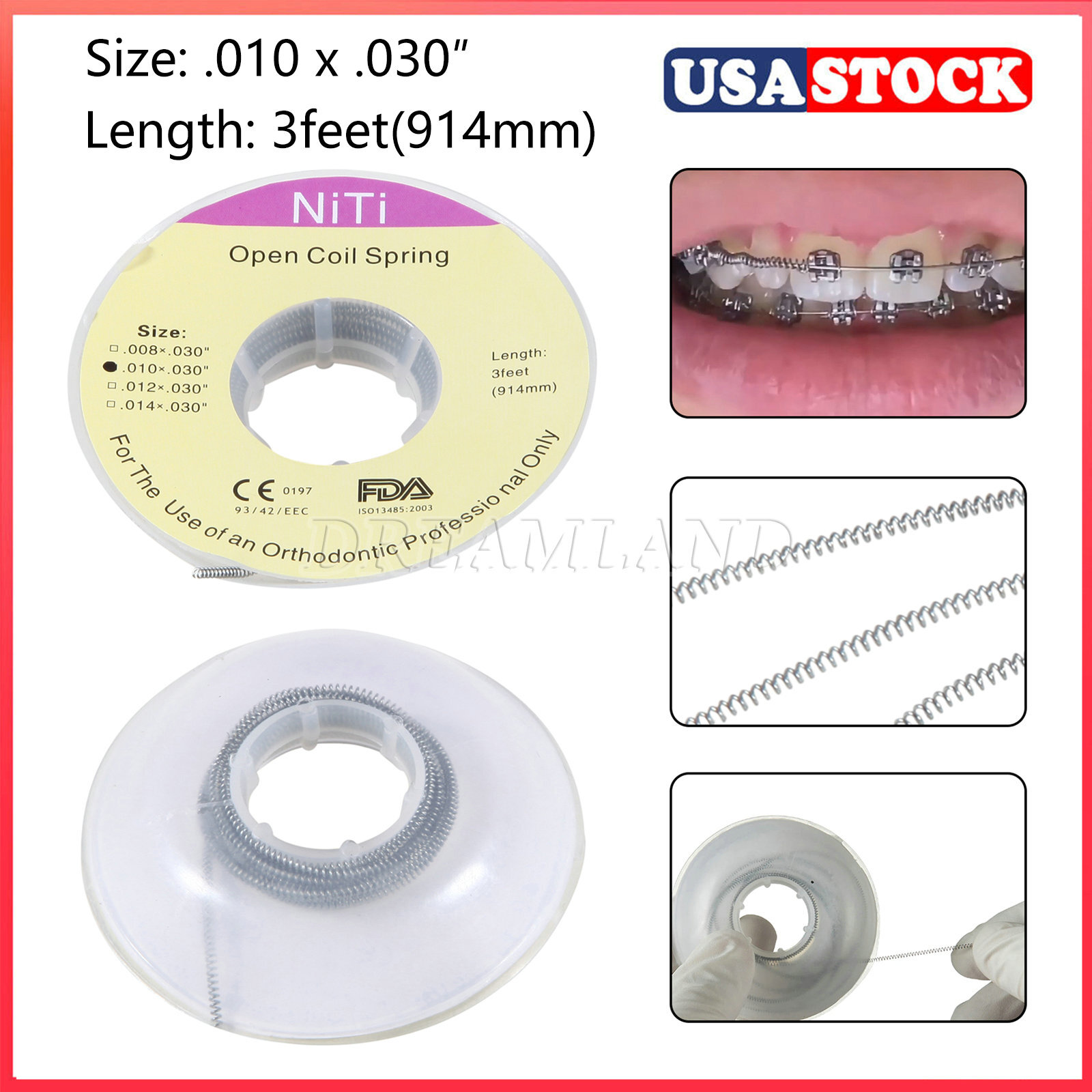 Dental Ortho Niti Open Coil Spring 010*030″ *914mm