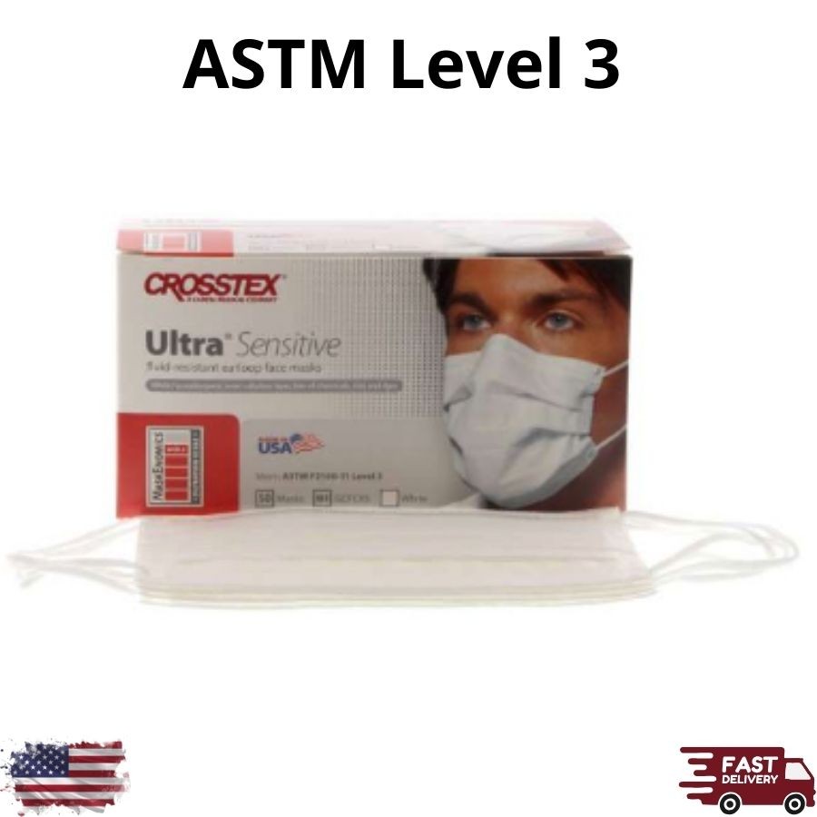 40/120/200 Pcs Disposable Face Mask ASTM Level 3 Earloop FogFree 99% PFE Anti