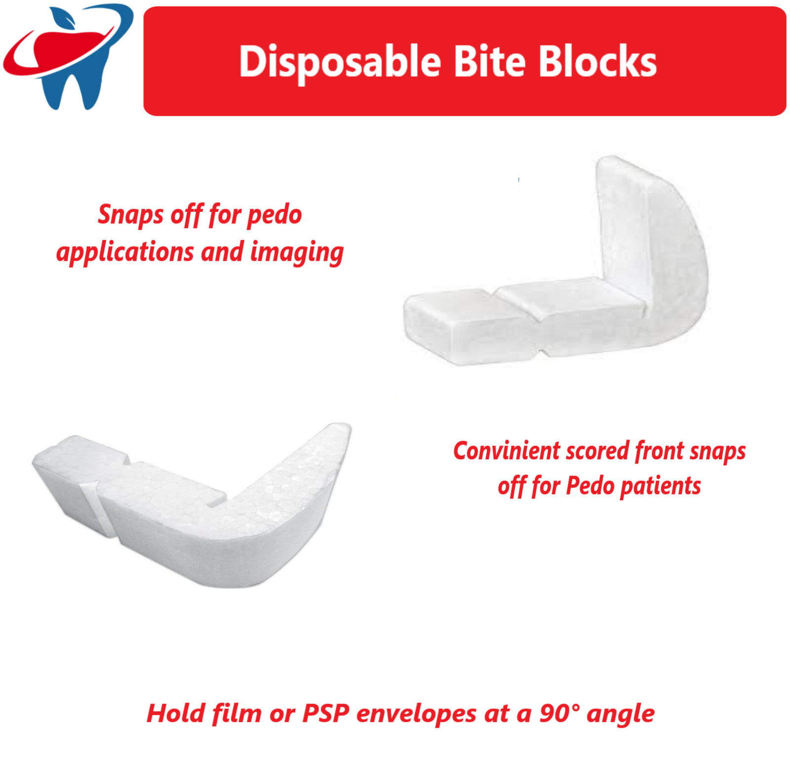 Dental X-Ray RT-DXH Bite Blocks Disposable XRay Holders (Stabe) Type, 100/Pkg