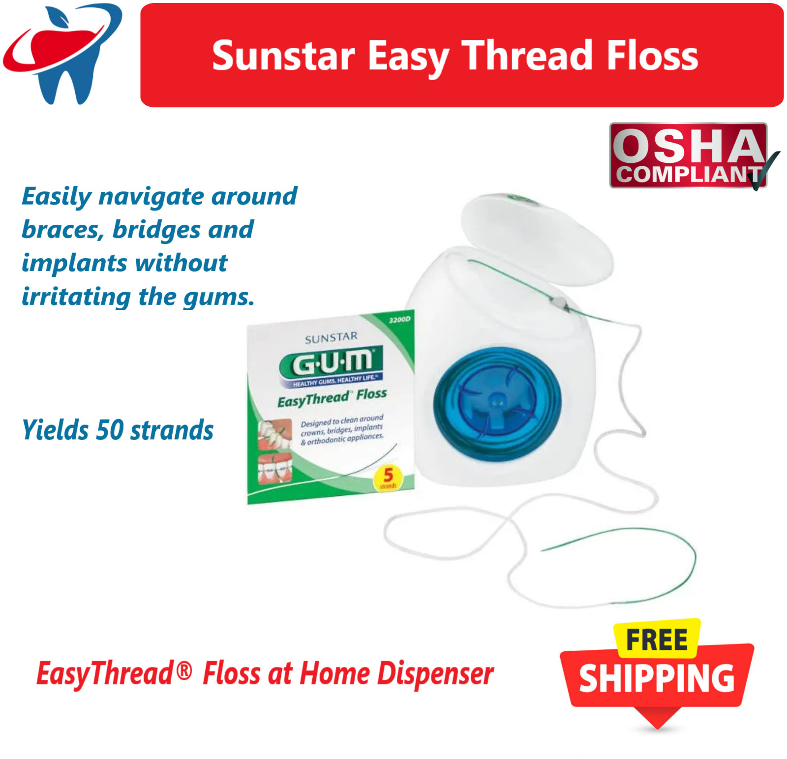 Dental Ortho Sunstar GUM EasyThread Floss Office Dispenser