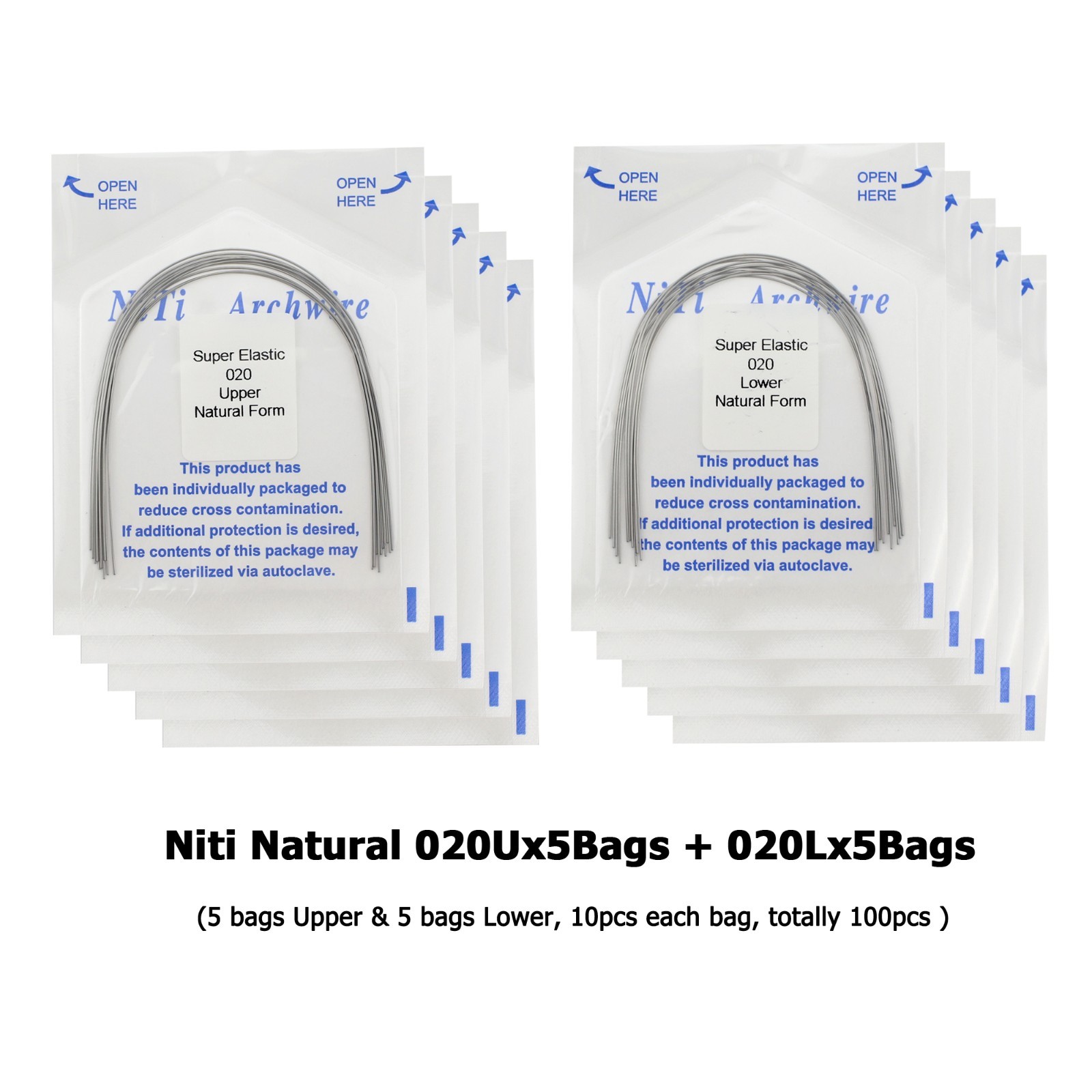 Dental Orthodontic Arch Wire Natural Form Niti Stainless Steel Round Rectangular