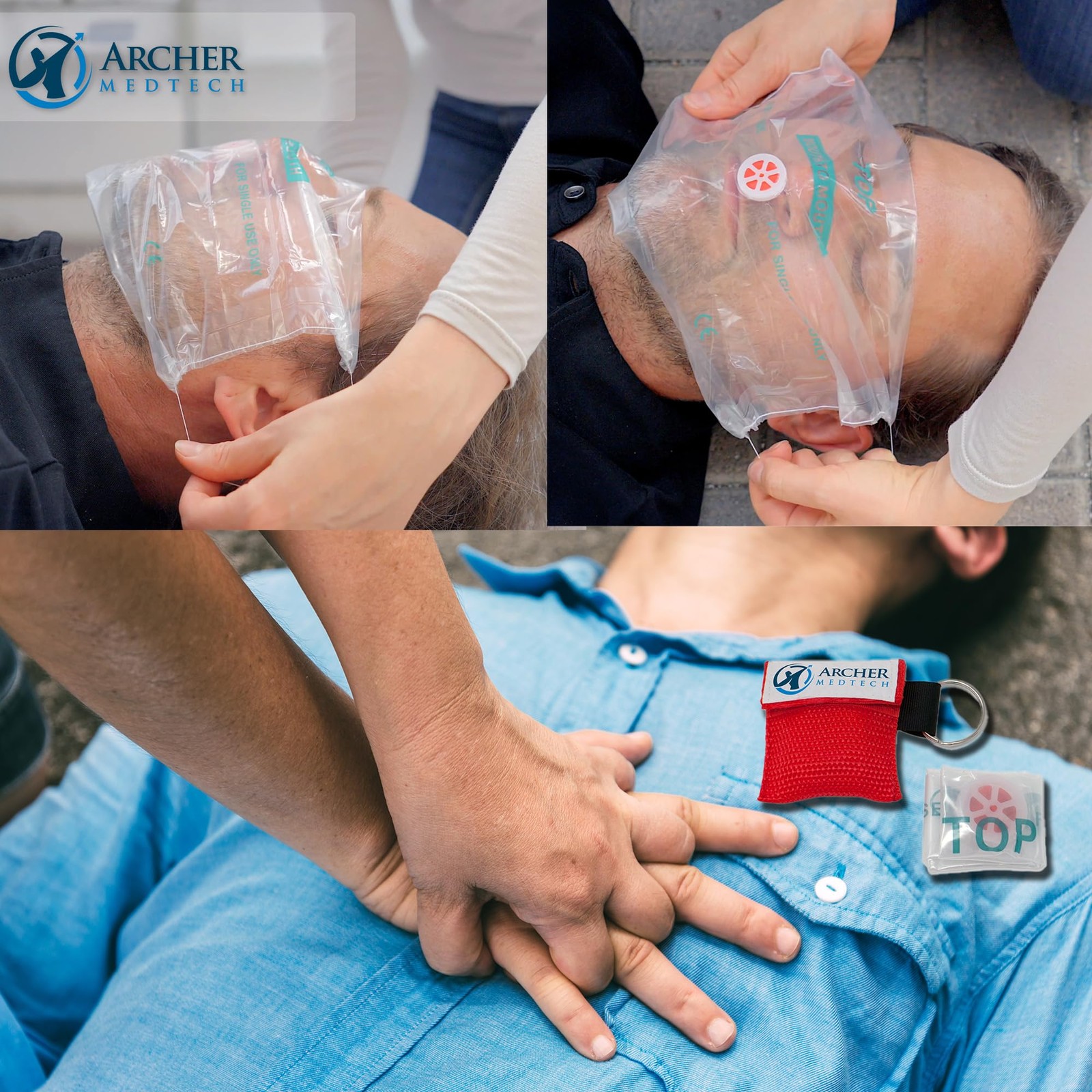 CPR Mask for Pocket or Key Chain, CPR Emergency Face Shield with One-Way Valve
