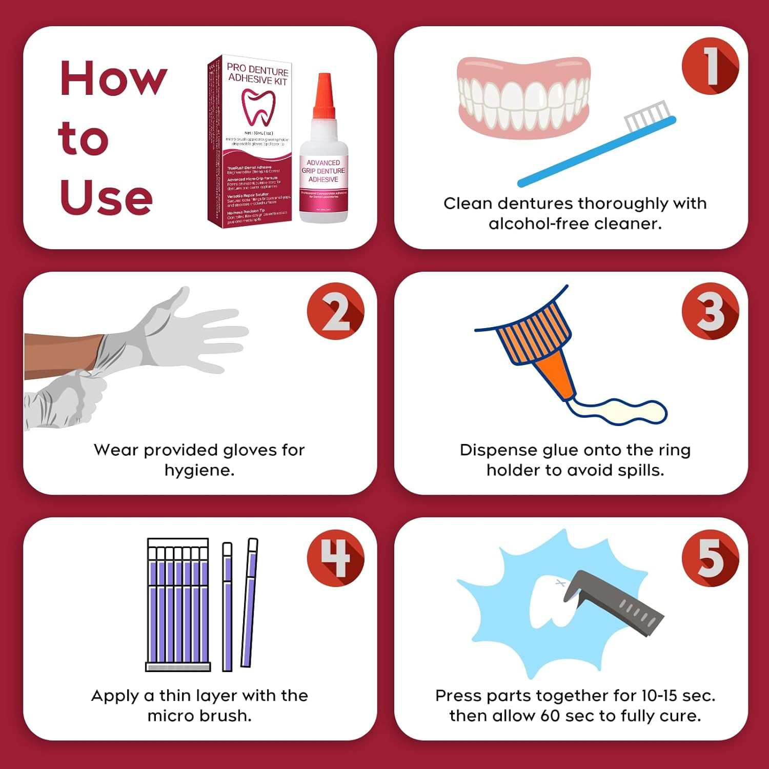 Dental Lab Instant Bonding Dental Glue for Dentures & Lab Tools – Fast-Setting i