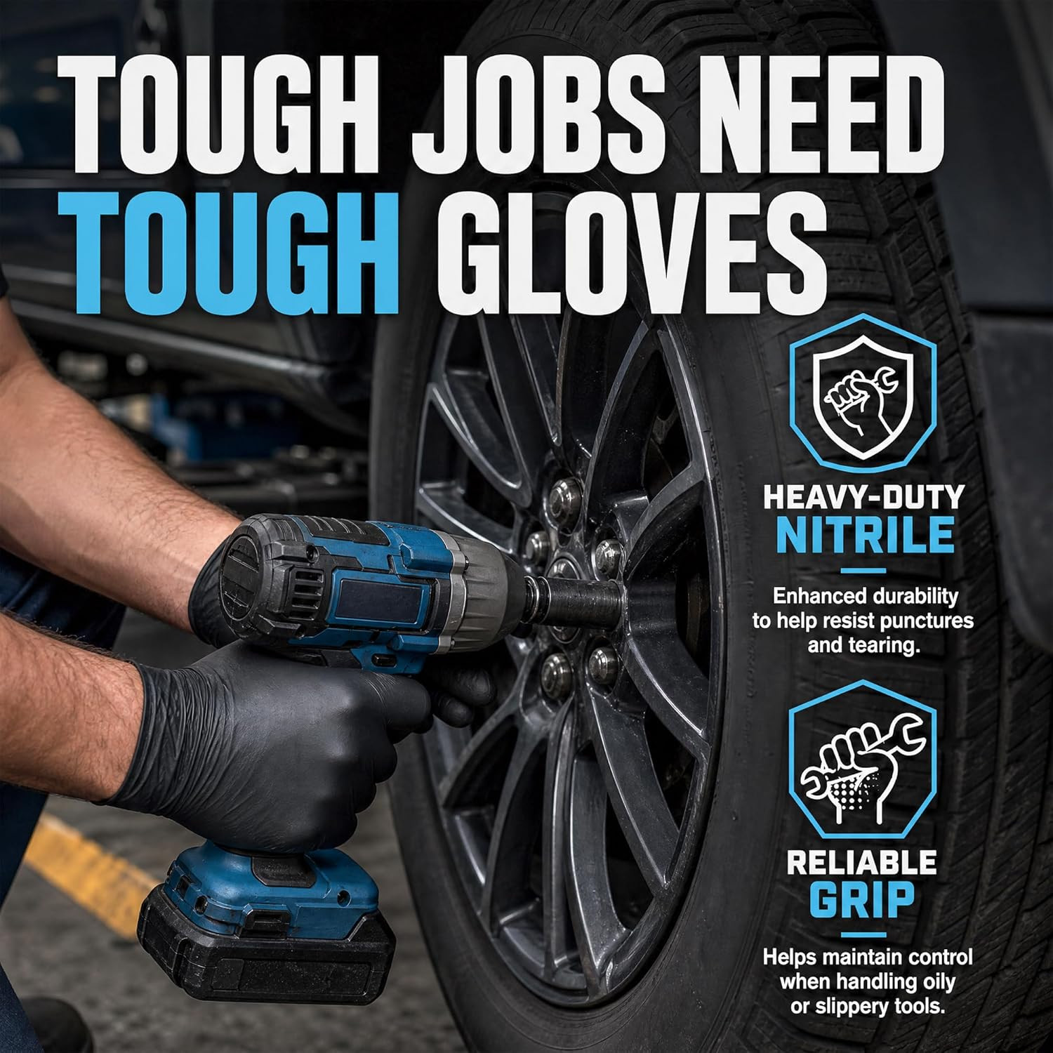 HEAVY DUTY 6 Mil Nitrile Black Gloves Disposable Latex Free Rubber Cooking Clean