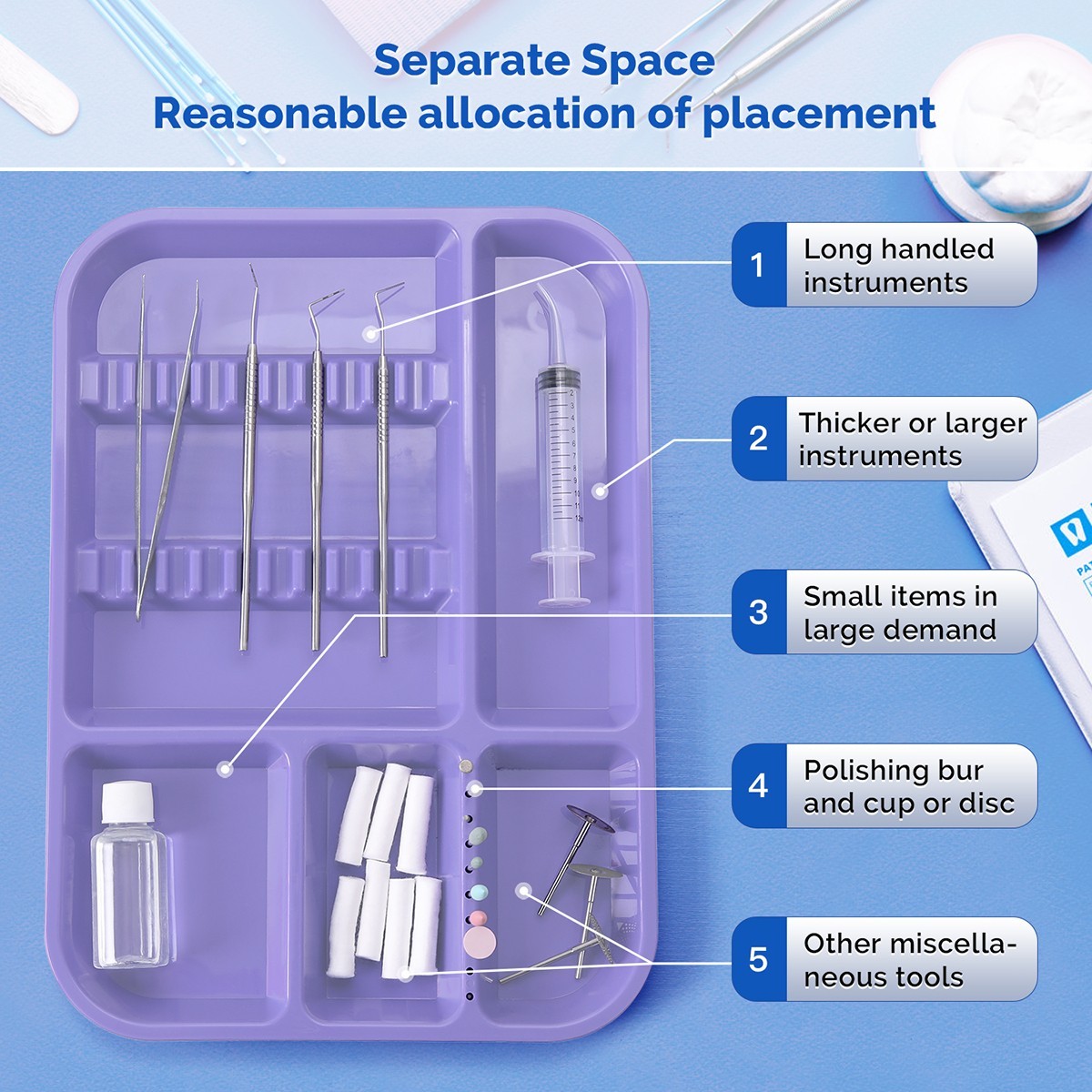 Dental Instrument Tray Autoclavable Plastic Setup Divided Trays for Medical